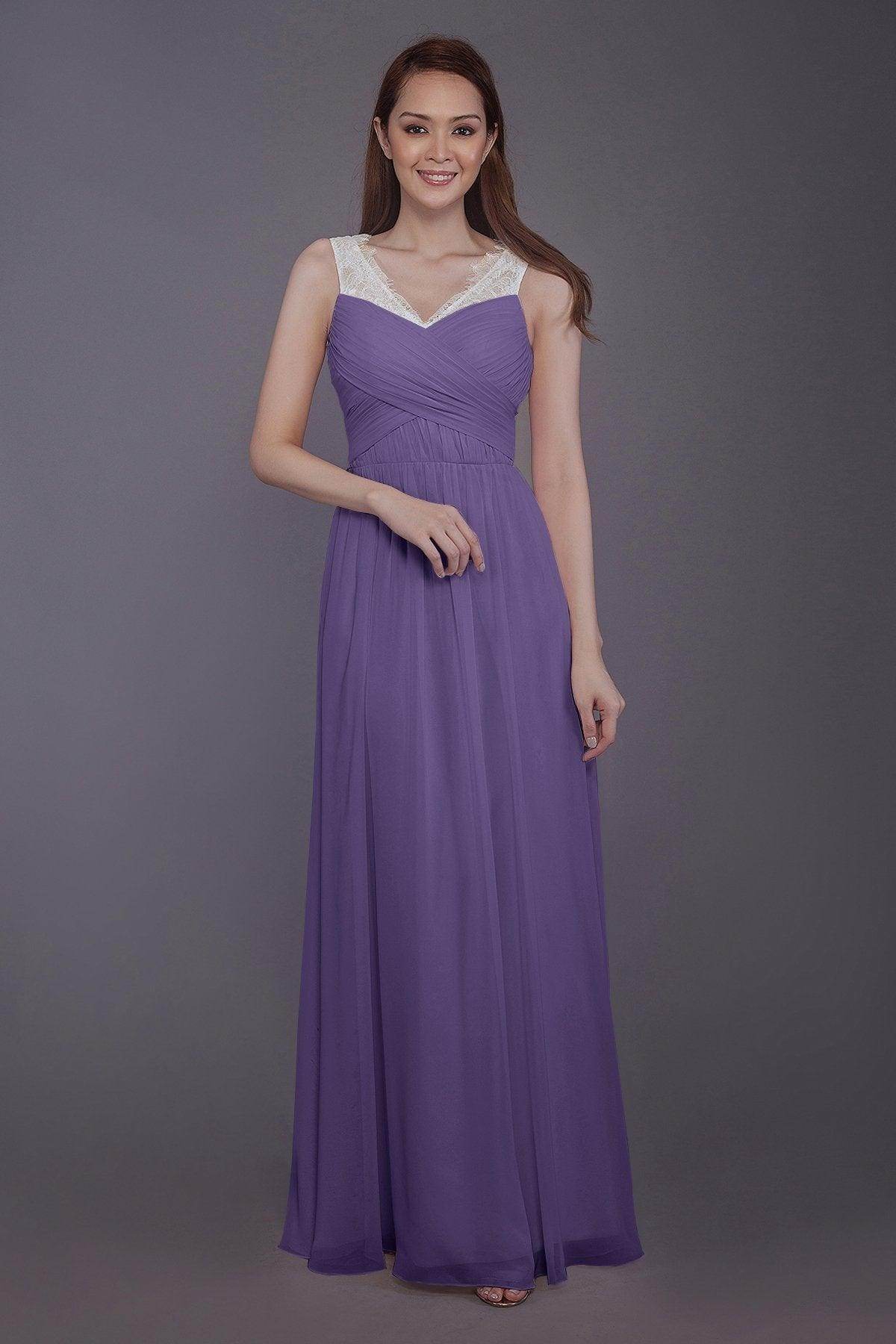 Sheath-Column Floor Length Chiffon Bridesmaid Dress PR3542 - COCOMELODY