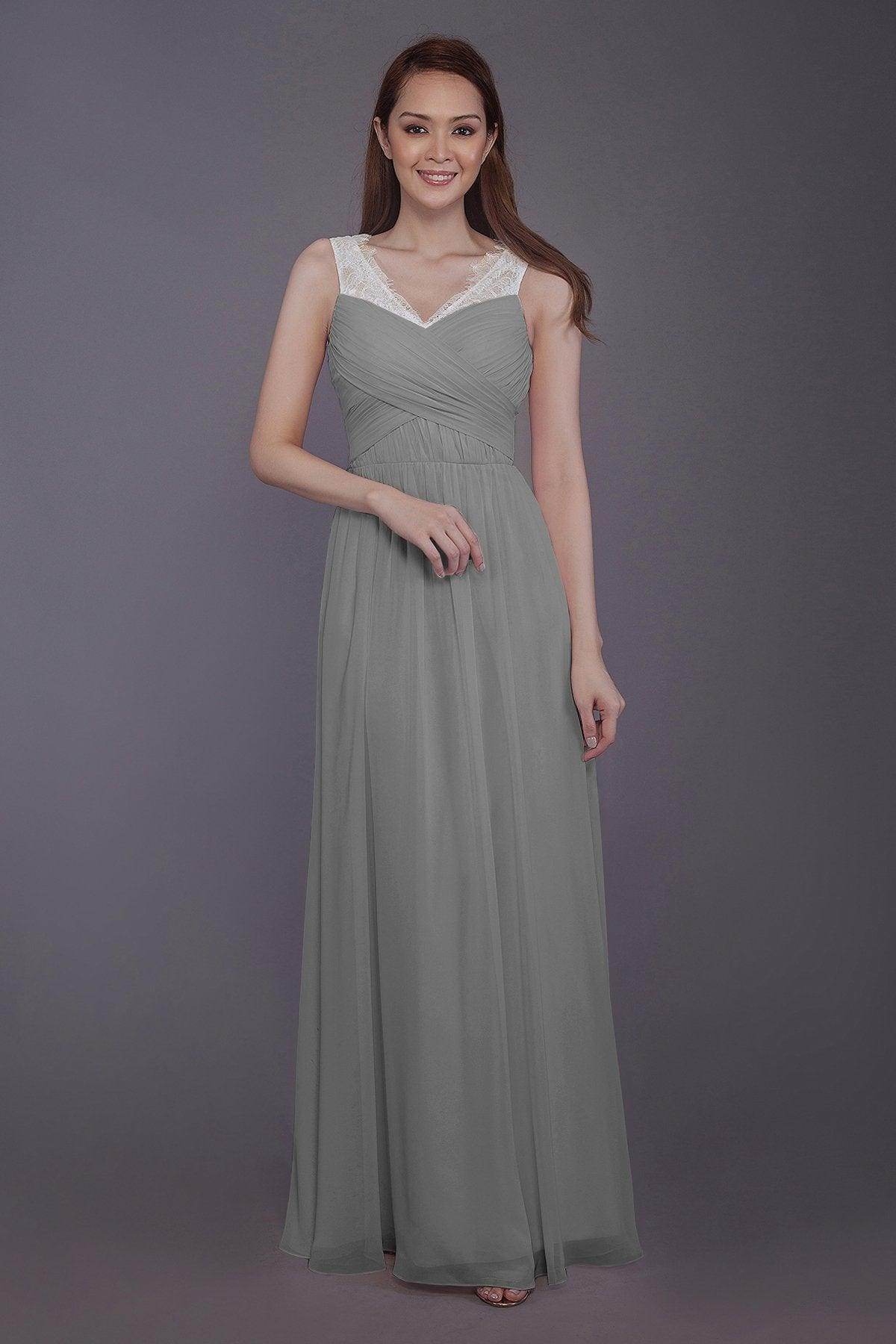 Sheath-Column Floor Length Chiffon Bridesmaid Dress PR3542 - COCOMELODY