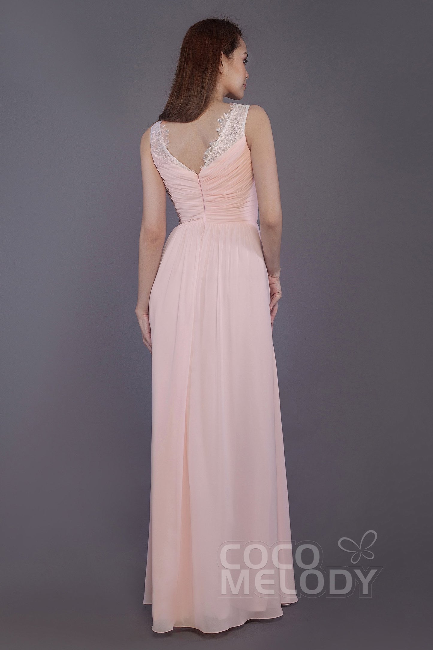 Sheath-Column Floor Length Chiffon Bridesmaid Dress PR3542