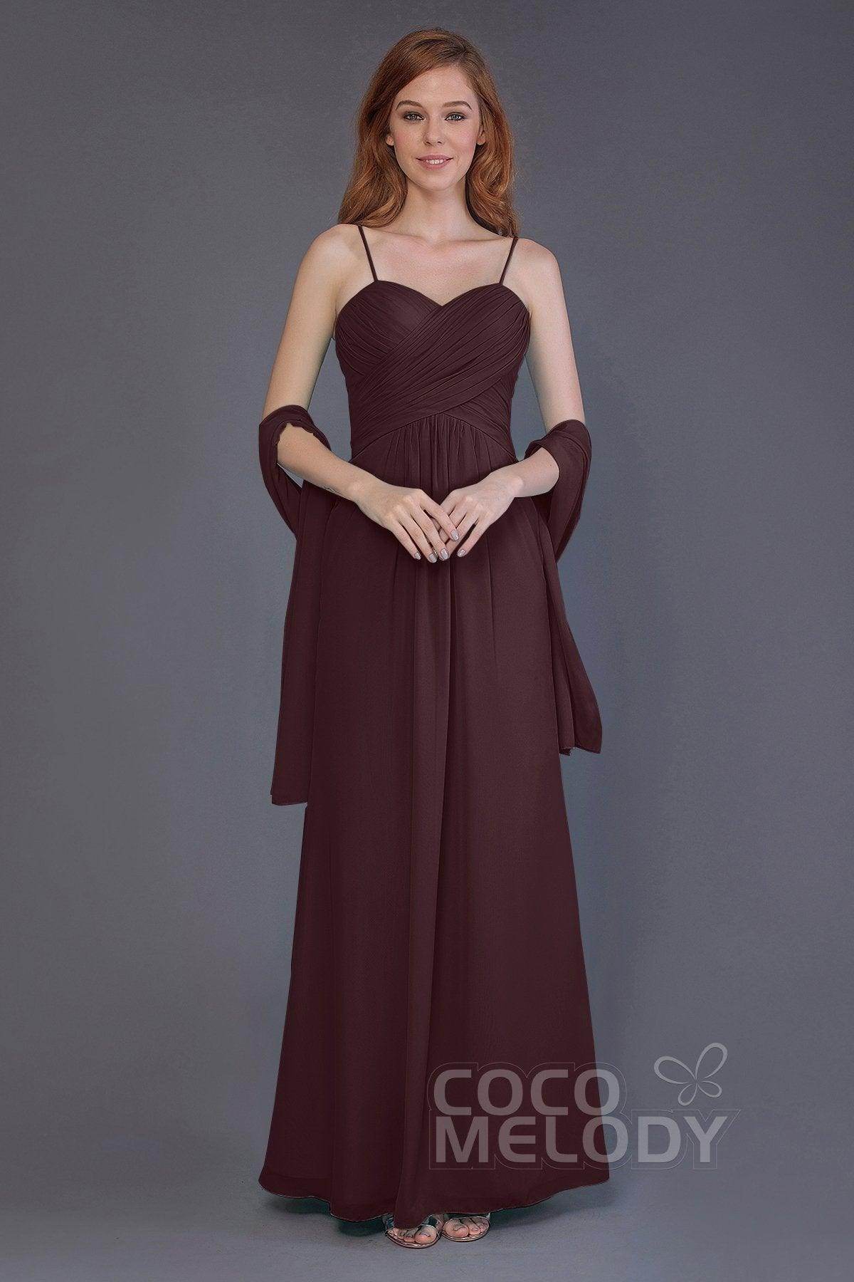 Sheath-Column Floor Length Chiffon Bridesmaid Dress PR3544 - COCOMELODY
