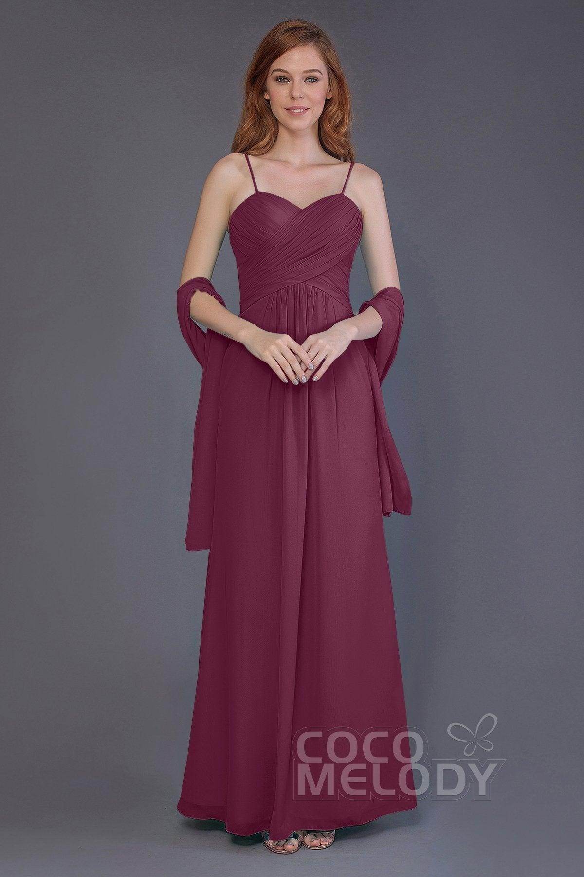 Sheath-Column Floor Length Chiffon Bridesmaid Dress PR3544 - COCOMELODY