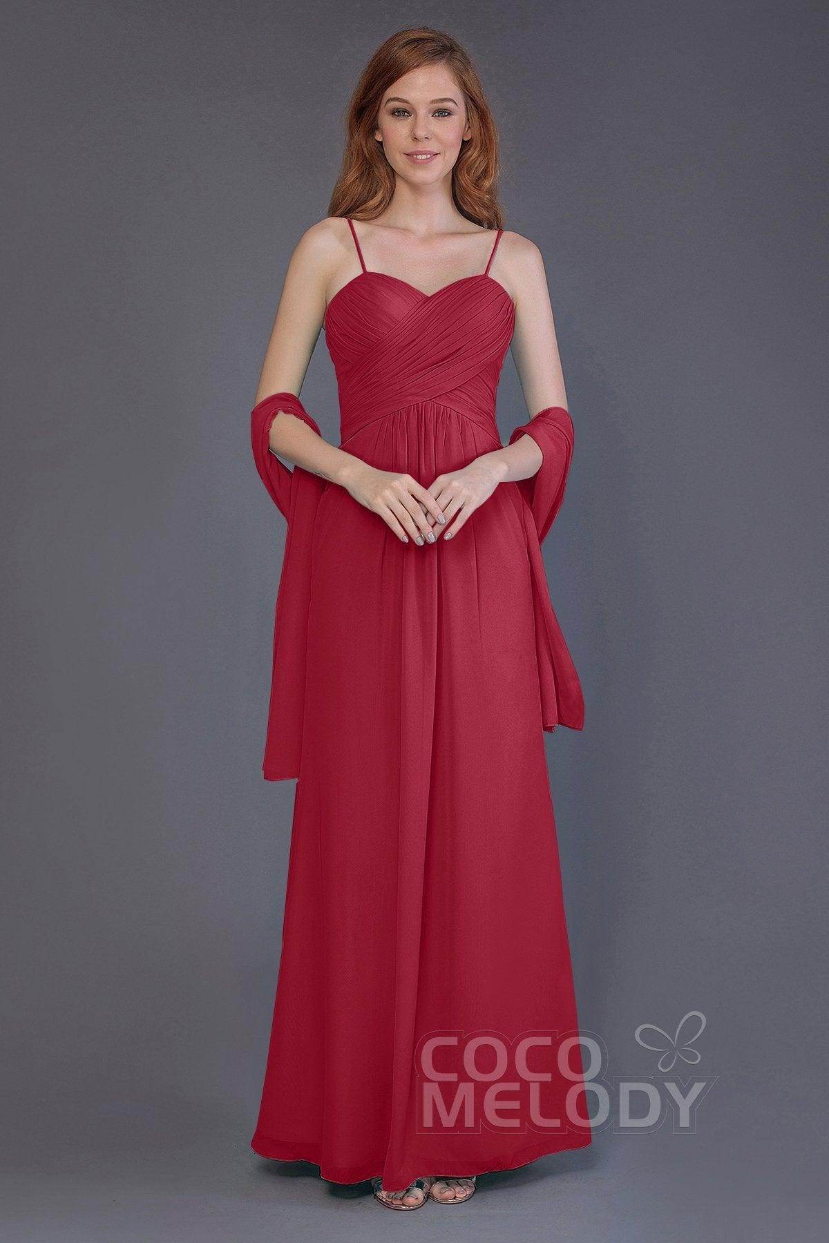 Sheath-Column Floor Length Chiffon Bridesmaid Dress PR3544 - COCOMELODY