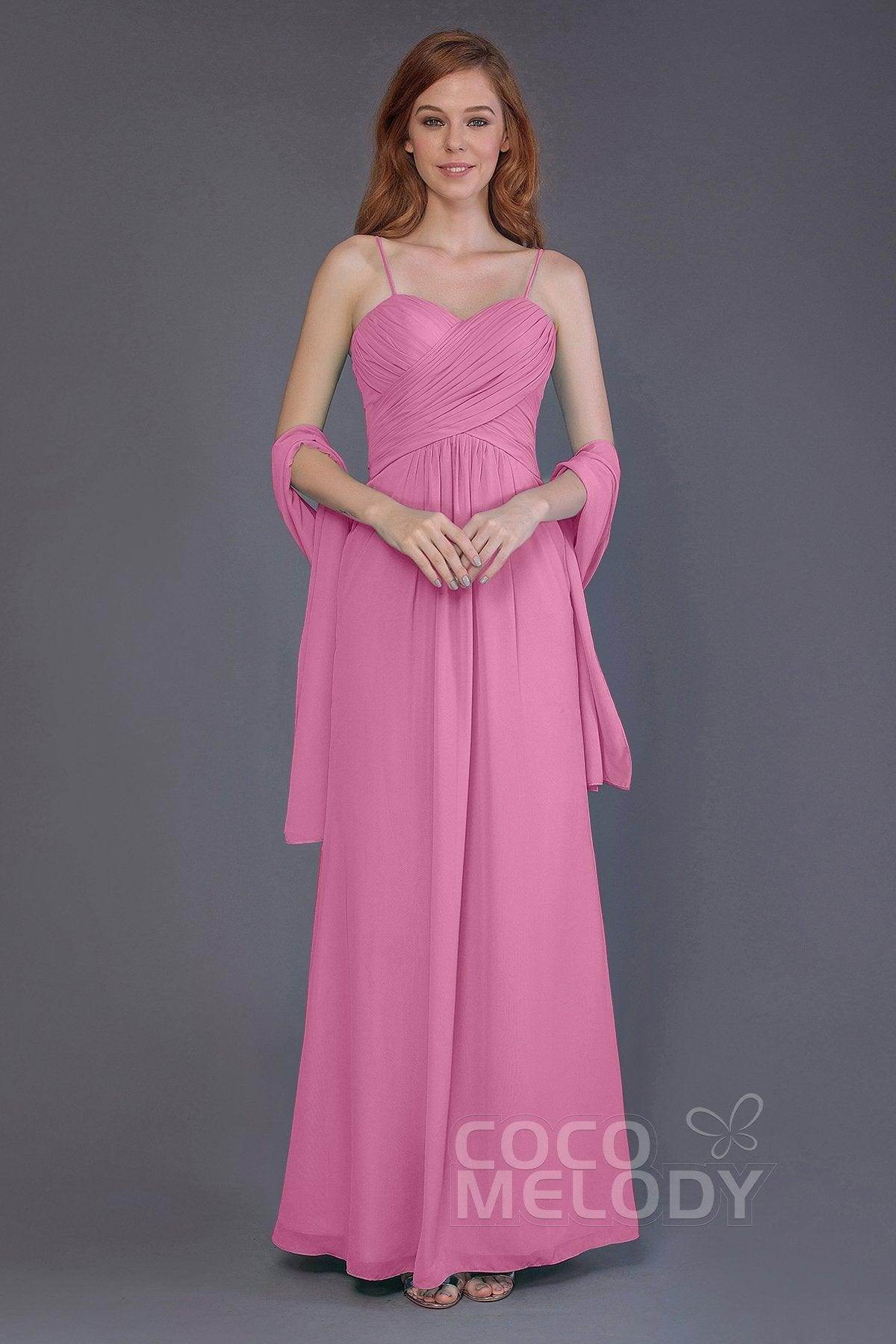 Sheath-Column Floor Length Chiffon Bridesmaid Dress PR3544 - COCOMELODY