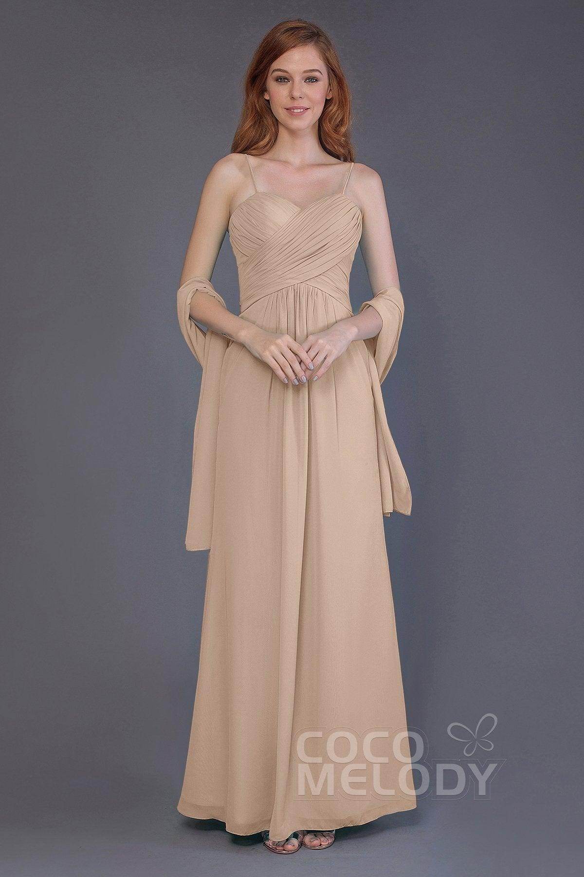 Sheath-Column Floor Length Chiffon Bridesmaid Dress PR3544 - COCOMELODY
