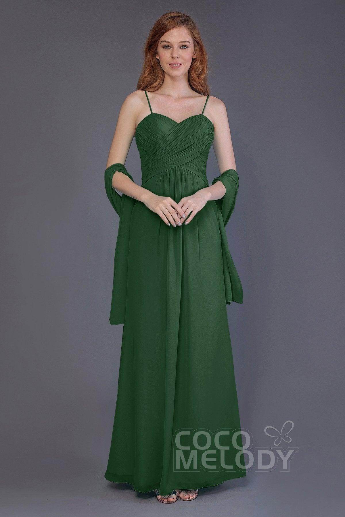 Sheath-Column Floor Length Chiffon Bridesmaid Dress PR3544 - COCOMELODY