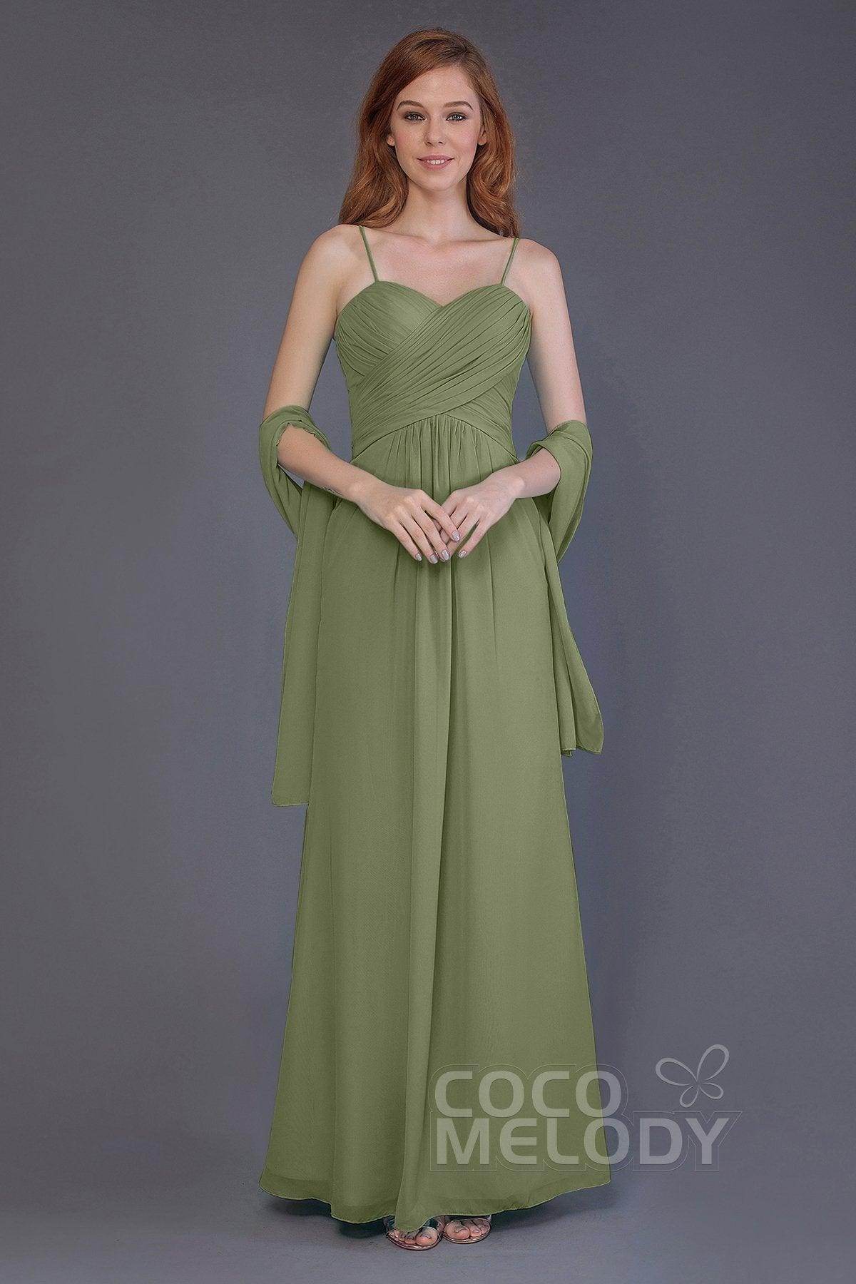 Sheath-Column Floor Length Chiffon Bridesmaid Dress PR3544 - COCOMELODY