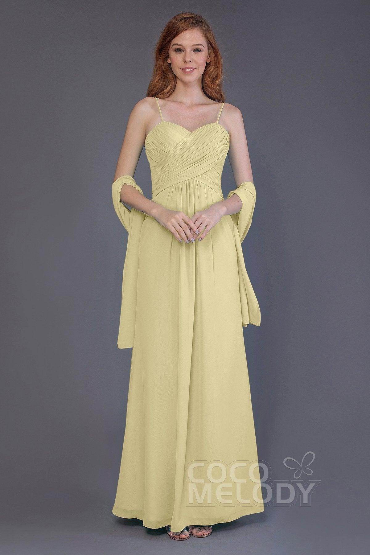 Sheath-Column Floor Length Chiffon Bridesmaid Dress PR3544 - COCOMELODY