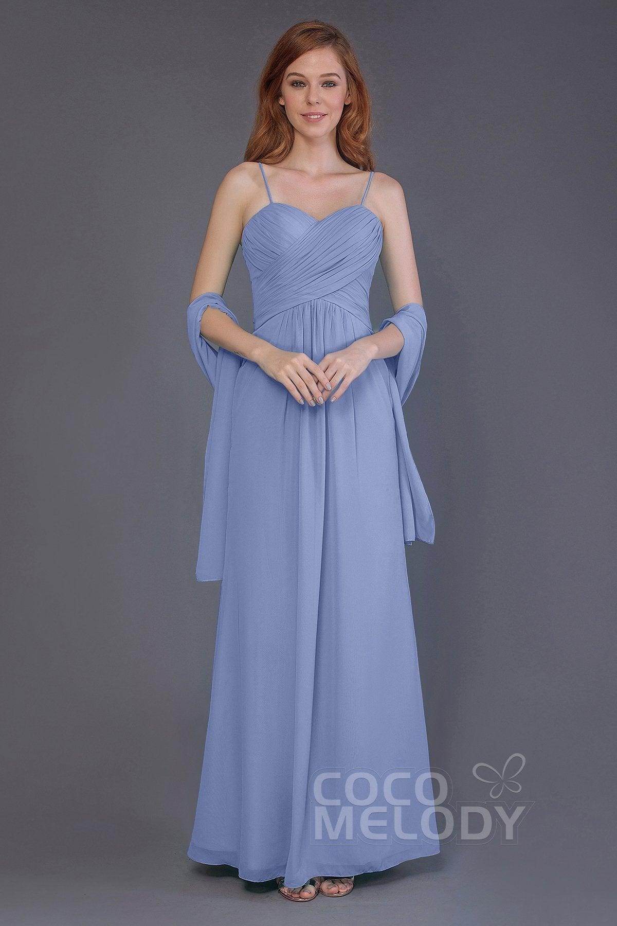 Sheath-Column Floor Length Chiffon Bridesmaid Dress PR3544 - COCOMELODY