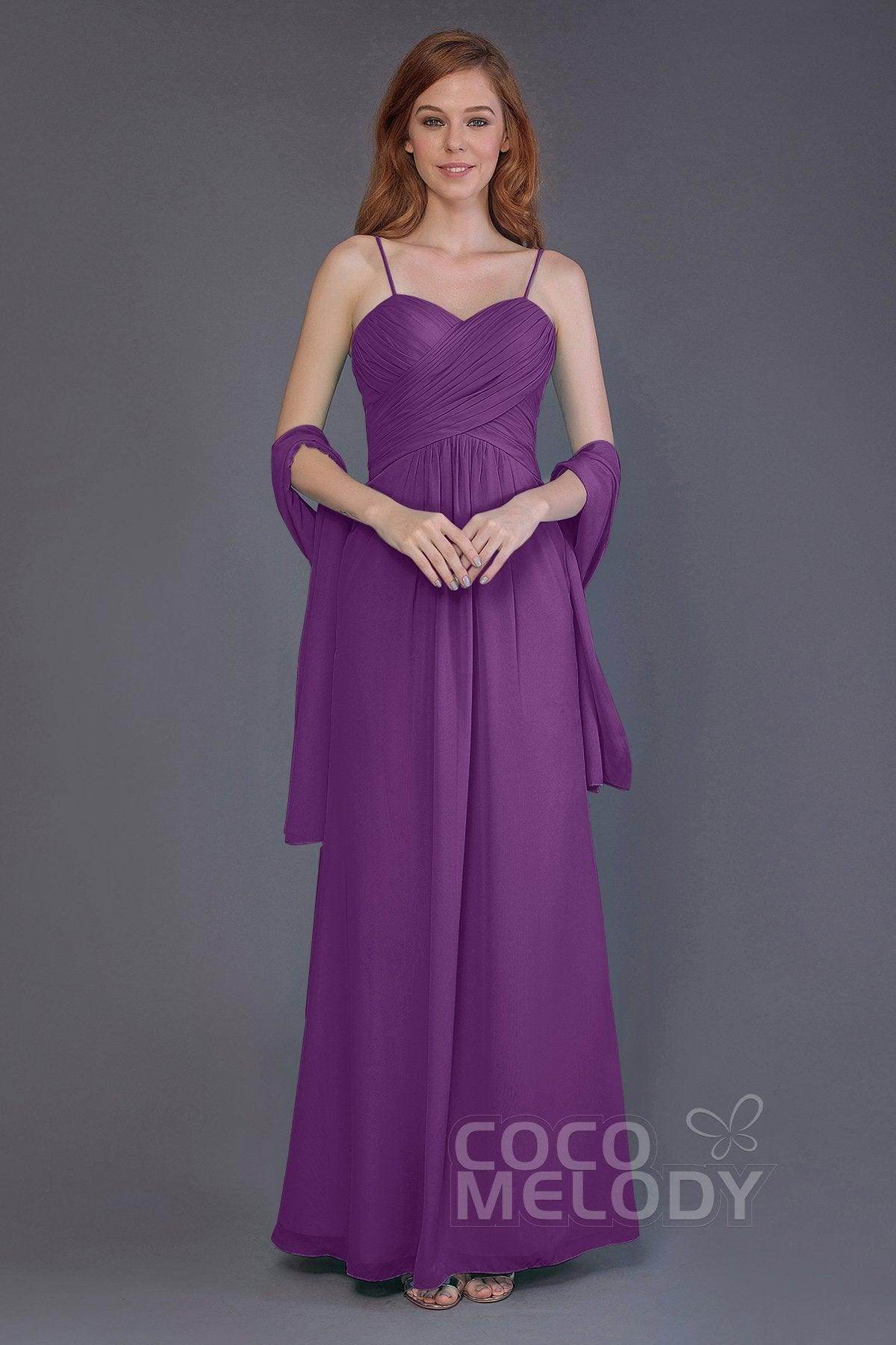 Sheath-Column Floor Length Chiffon Bridesmaid Dress PR3544 - COCOMELODY