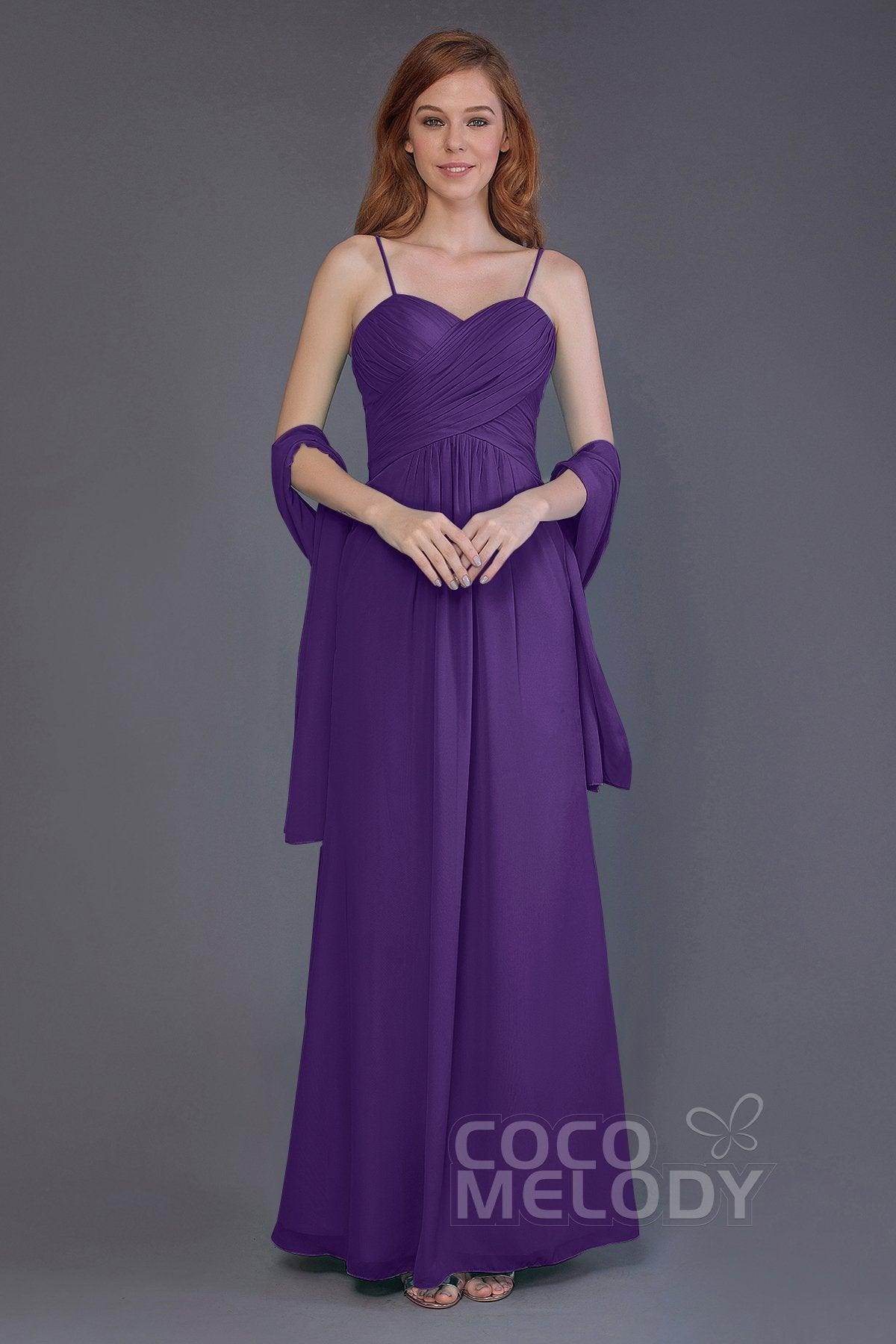 Sheath-Column Floor Length Chiffon Bridesmaid Dress PR3544 - COCOMELODY