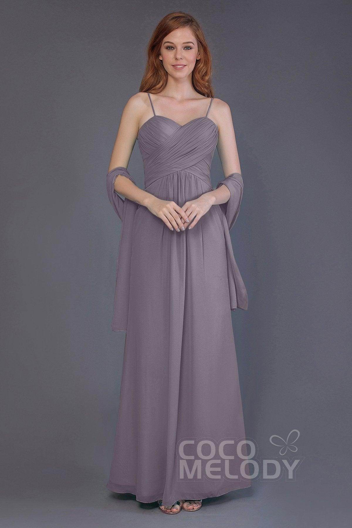 Sheath-Column Floor Length Chiffon Bridesmaid Dress PR3544 - COCOMELODY