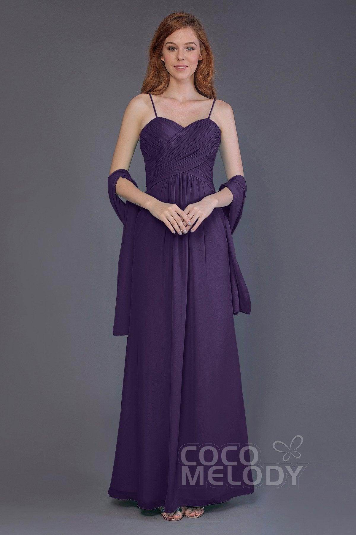 Sheath-Column Floor Length Chiffon Bridesmaid Dress PR3544 - COCOMELODY