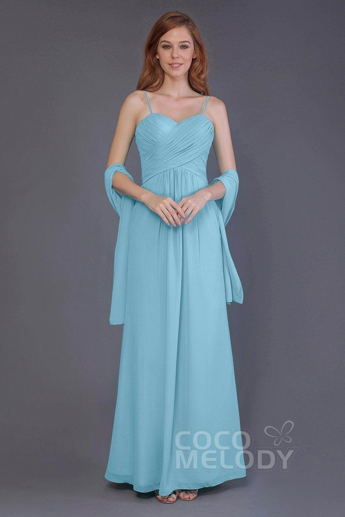 Sheath-Column Floor Length Chiffon Bridesmaid Dress PR3544 - COCOMELODY