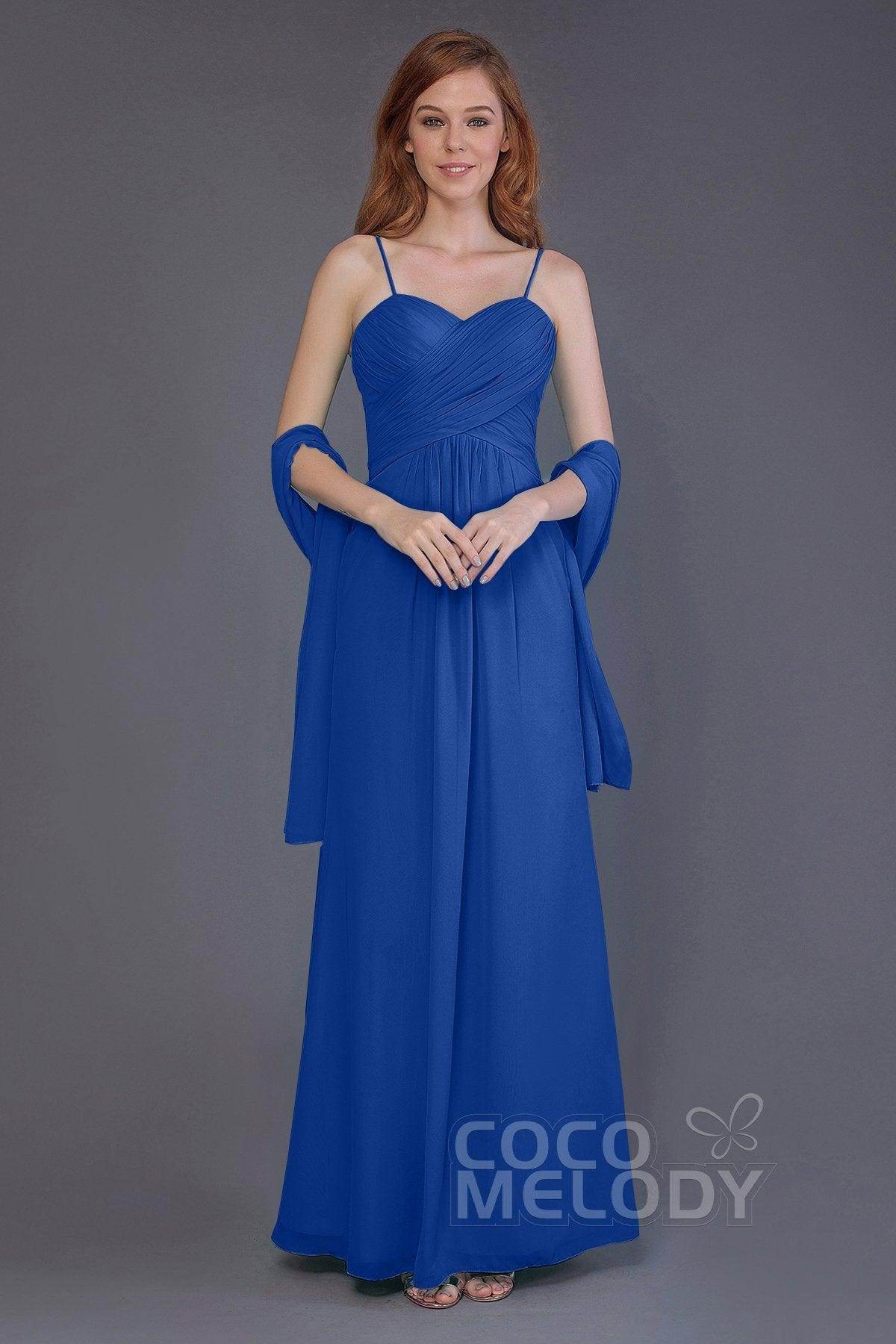 Sheath-Column Floor Length Chiffon Bridesmaid Dress PR3544 - COCOMELODY