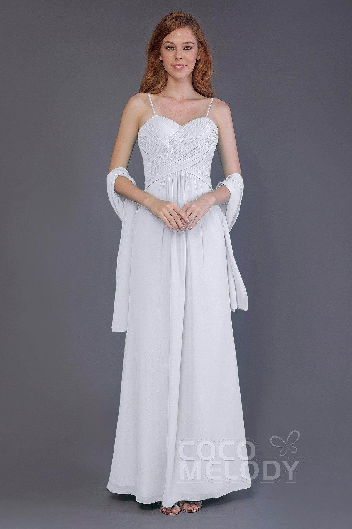 Sheath-Column Floor Length Chiffon Bridesmaid Dress PR3544 - COCOMELODY