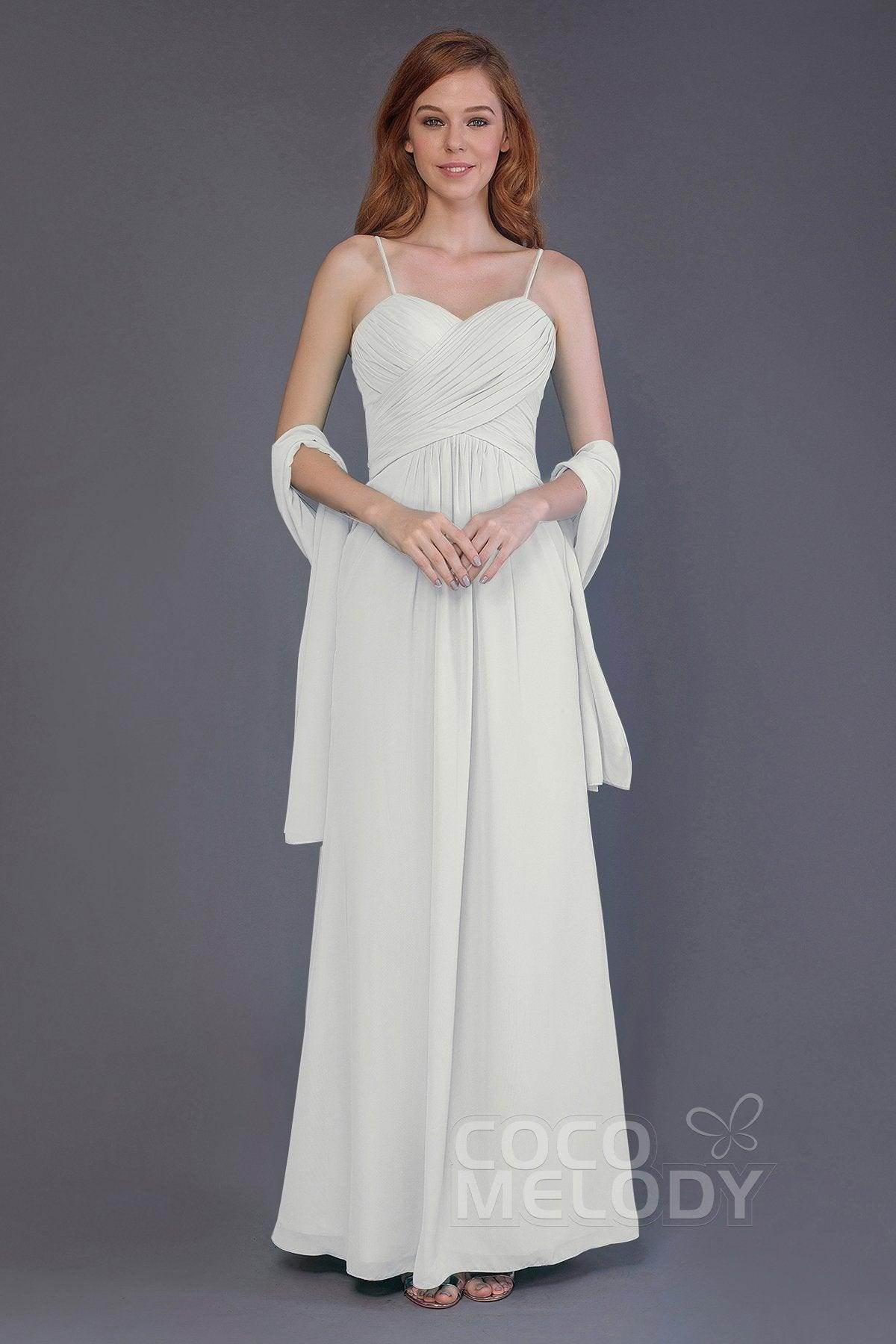 Sheath-Column Floor Length Chiffon Bridesmaid Dress PR3544 - COCOMELODY
