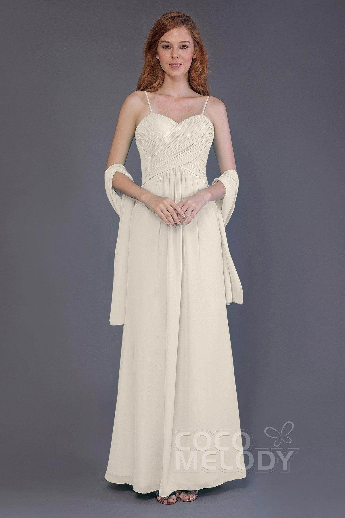 Sheath-Column Floor Length Chiffon Bridesmaid Dress PR3544 - COCOMELODY