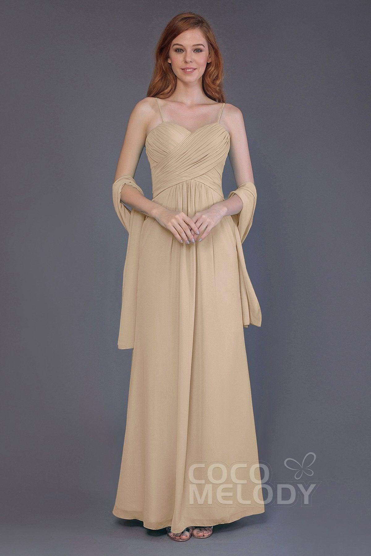 Sheath-Column Floor Length Chiffon Bridesmaid Dress PR3544 - COCOMELODY