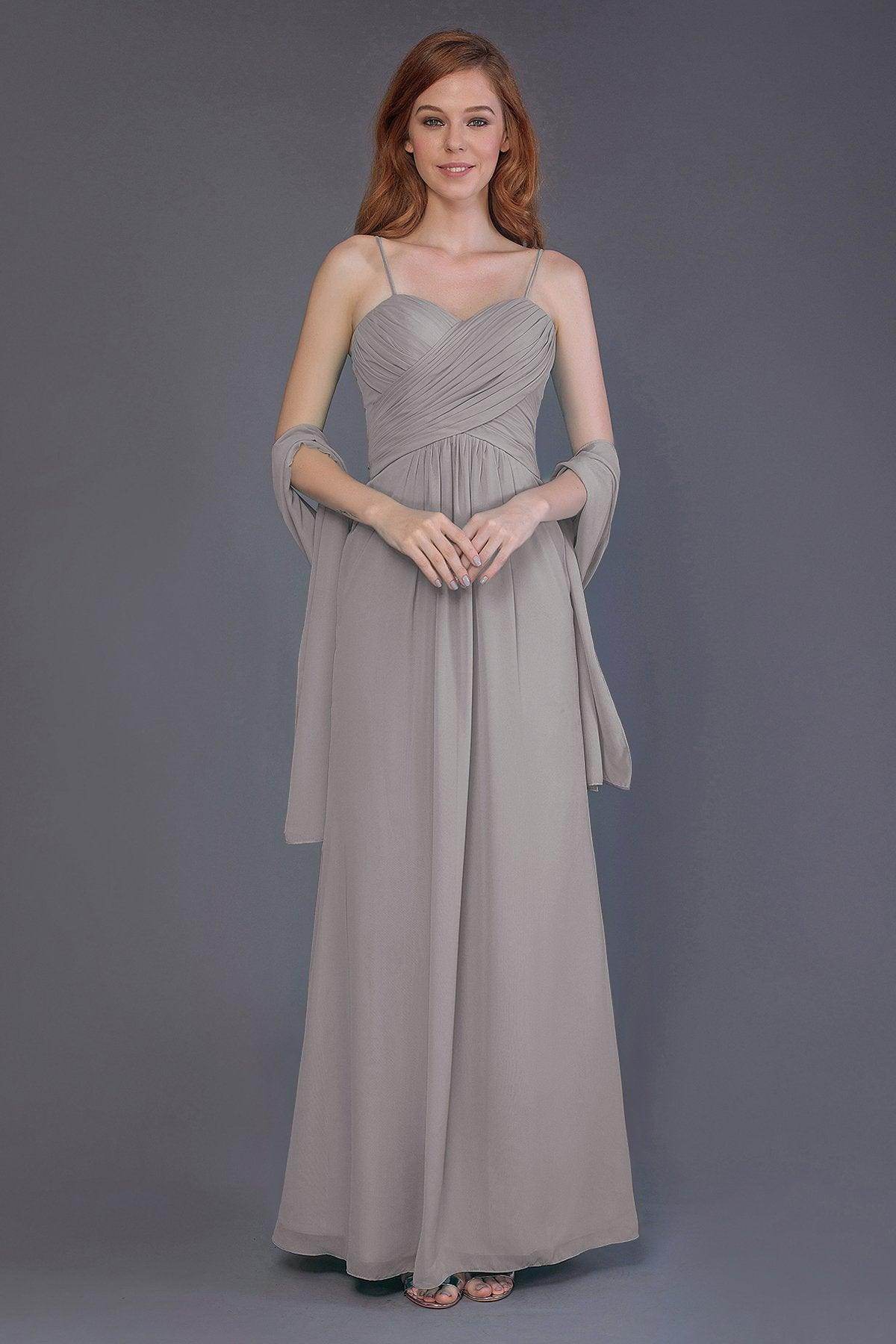 Sheath-Column Floor Length Chiffon Bridesmaid Dress PR3544 - COCOMELODY