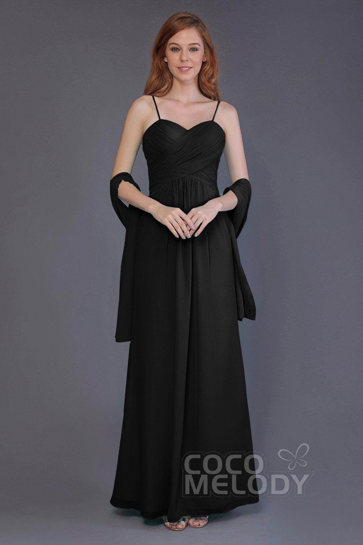 Sheath-Column Floor Length Chiffon Bridesmaid Dress PR3544 - COCOMELODY