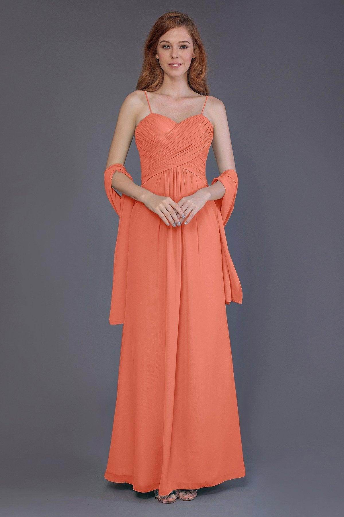 Sheath-Column Floor Length Chiffon Bridesmaid Dress PR3544 - COCOMELODY