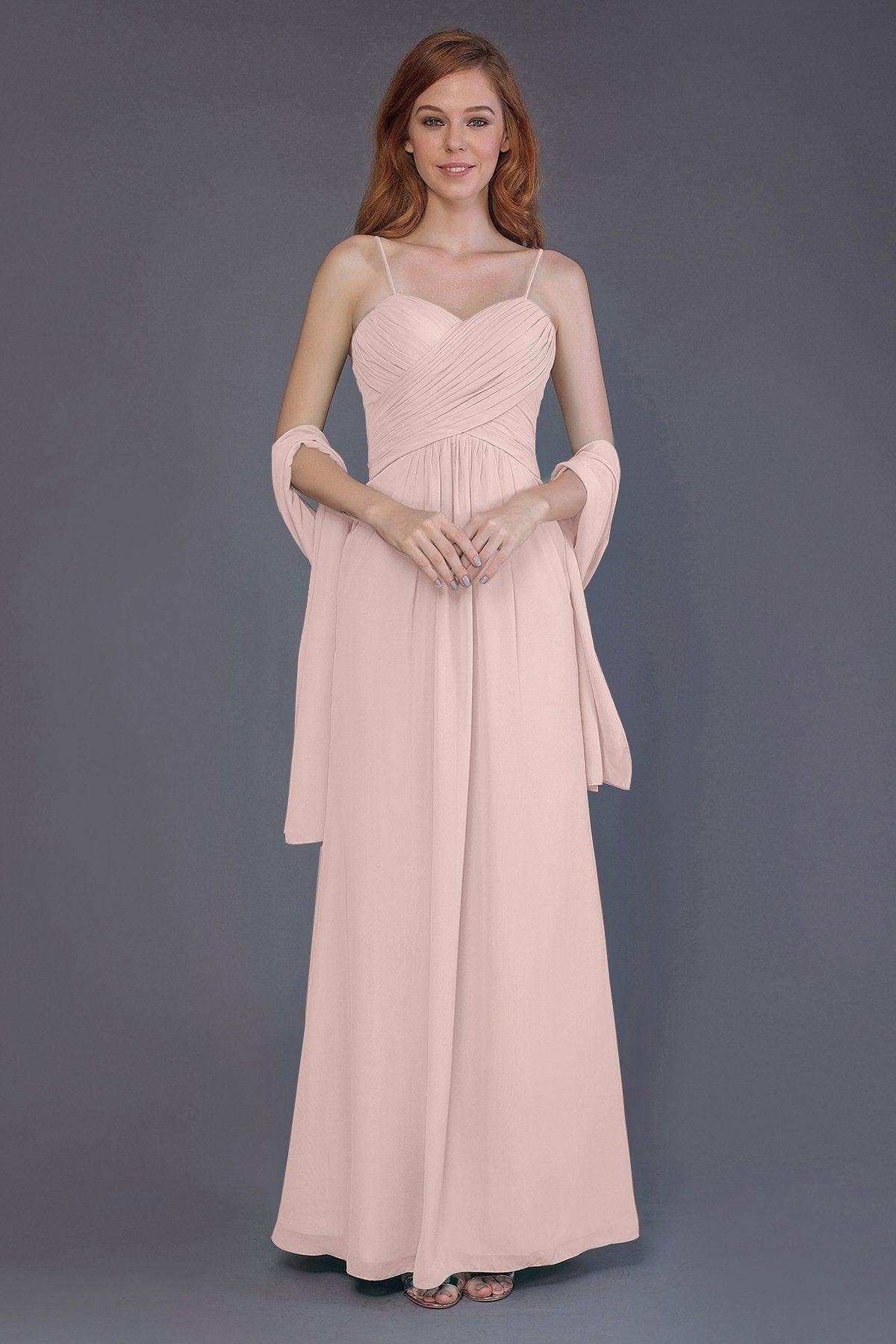Sheath-Column Floor Length Chiffon Bridesmaid Dress PR3544 - COCOMELODY
