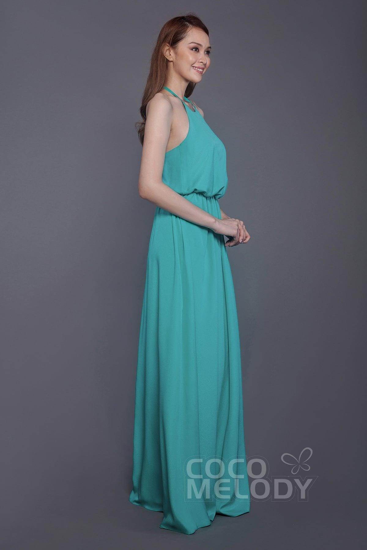 Sheath-Column Floor Length Chiffon Bridesmaid Dress PR3547 - COCOMELODY