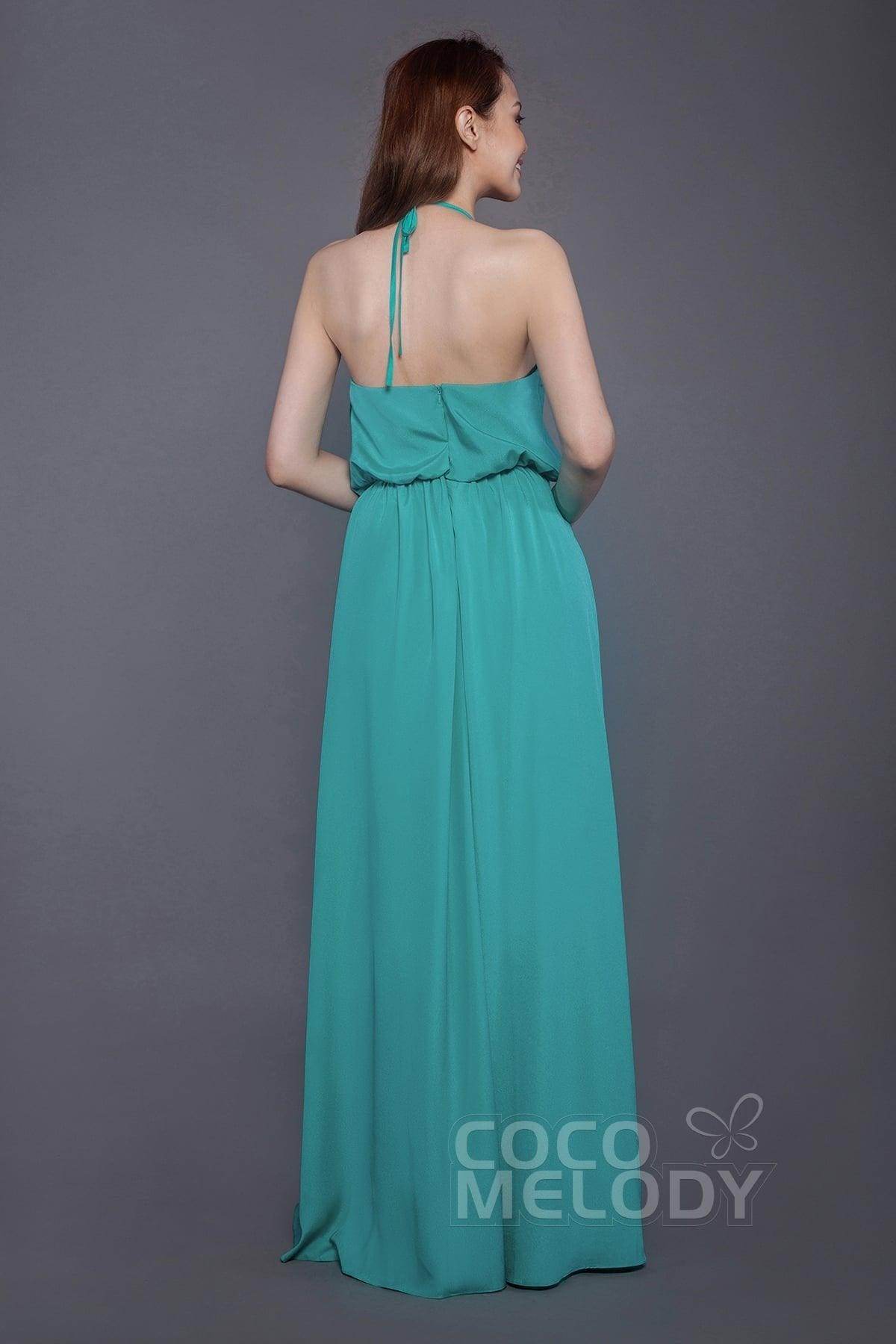 Sheath-Column Floor Length Chiffon Bridesmaid Dress PR3547 - COCOMELODY