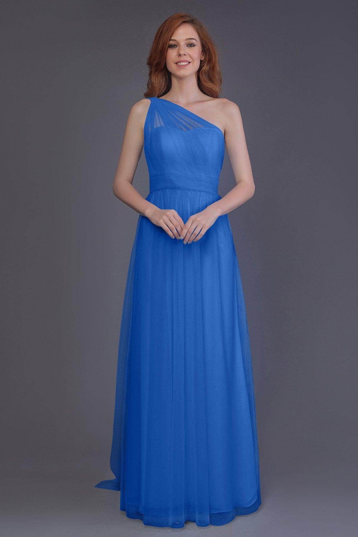 Sheath-Column Floor Length Tulle Bridesmaid Dress PR3556 - COCOMELODY