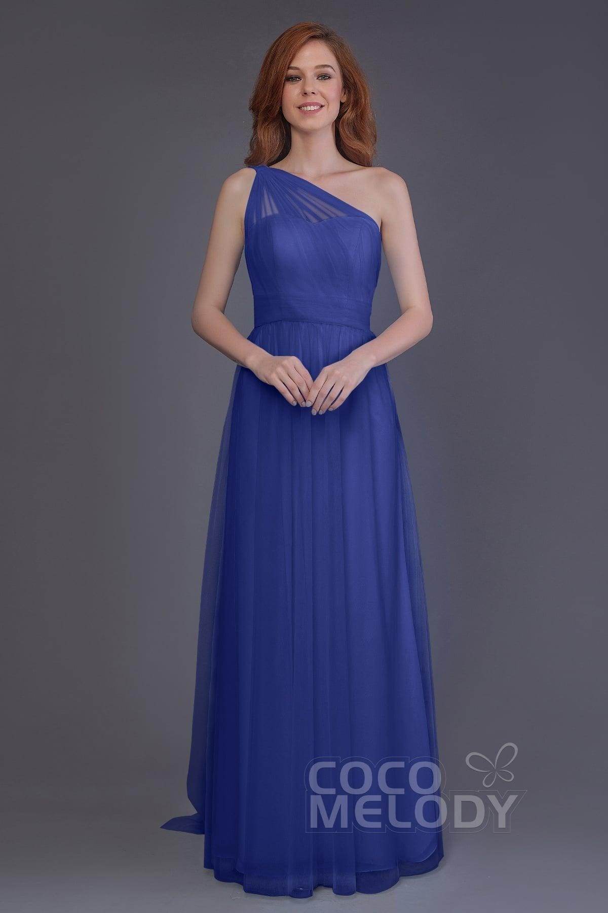 Sheath-Column Floor Length Tulle Bridesmaid Dress PR3556 - COCOMELODY