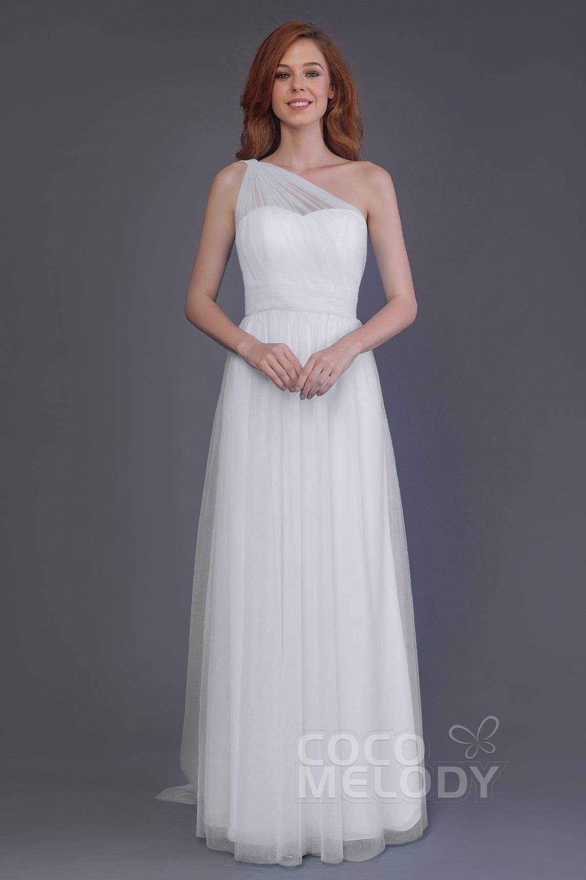 Sheath-Column Floor Length Tulle Bridesmaid Dress PR3556 - COCOMELODY
