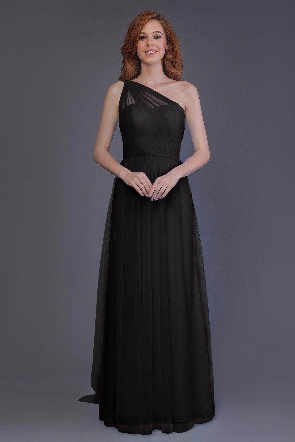 Sheath-Column Floor Length Tulle Bridesmaid Dress PR3556 - COCOMELODY