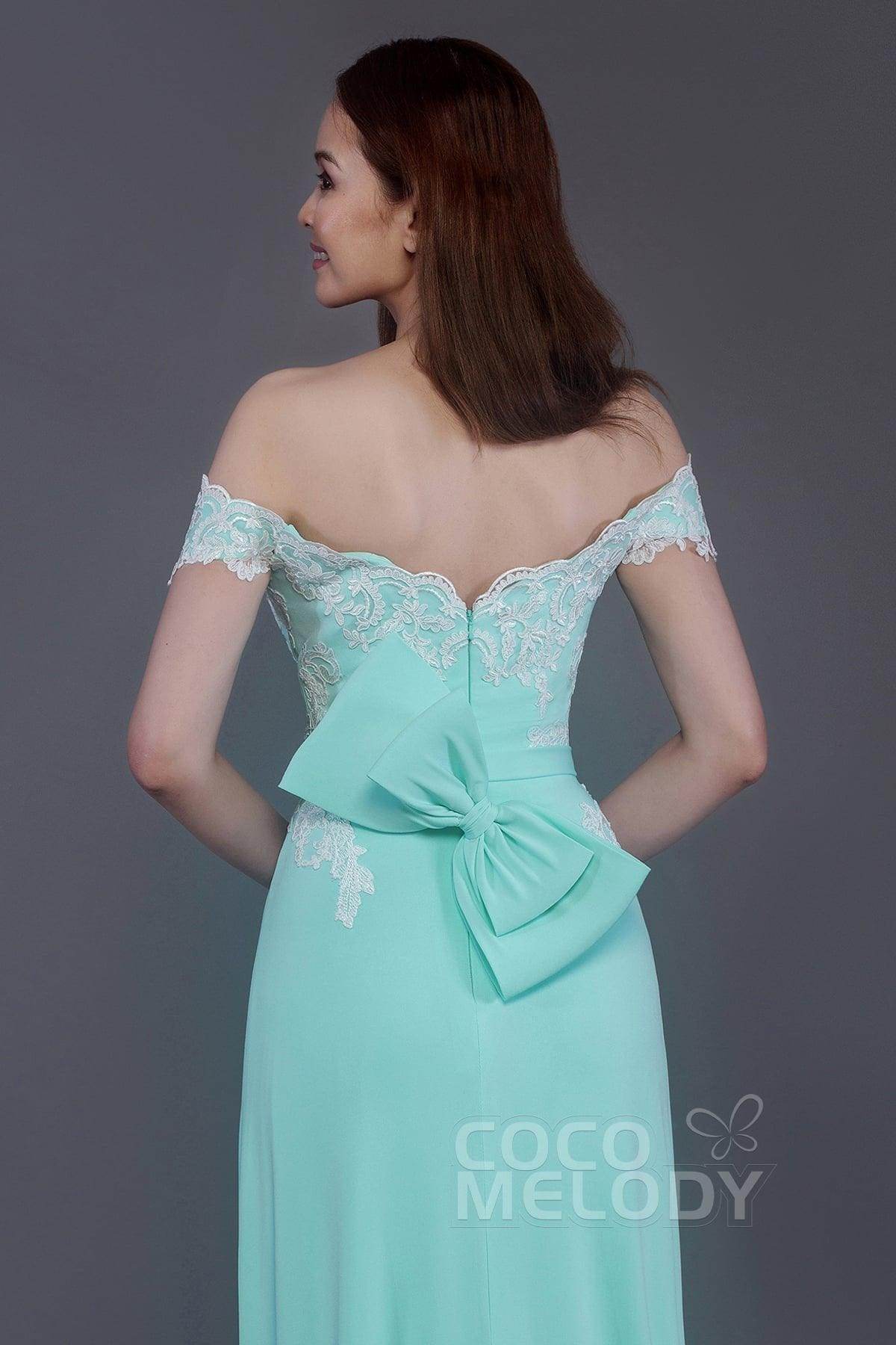 Sheath Sweep Train Knitted Fabric Bridesmaid Dress PR3561 - COCOMELODY