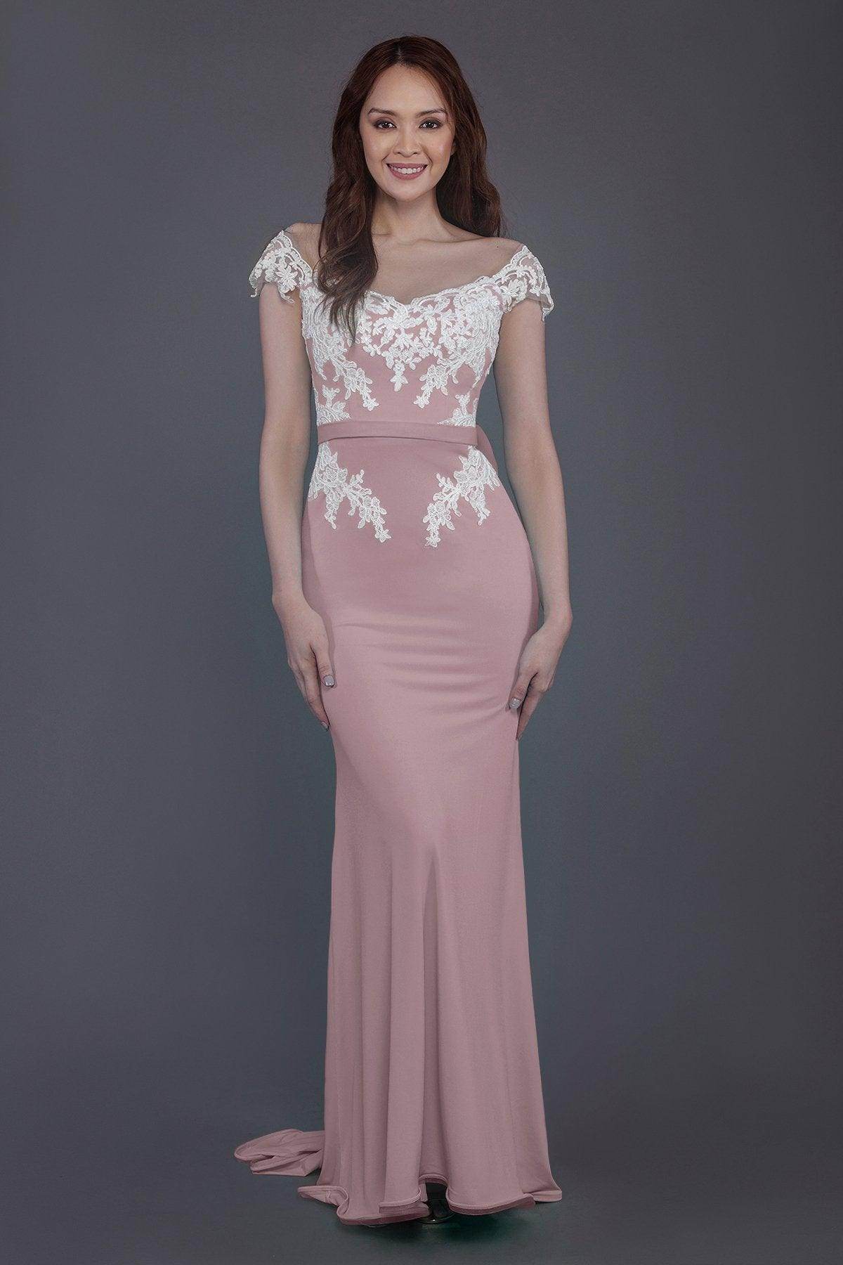 Trumpet Sweep Train Knitted Fabric Bridesmaid Dress PR3562 - COCOMELODY