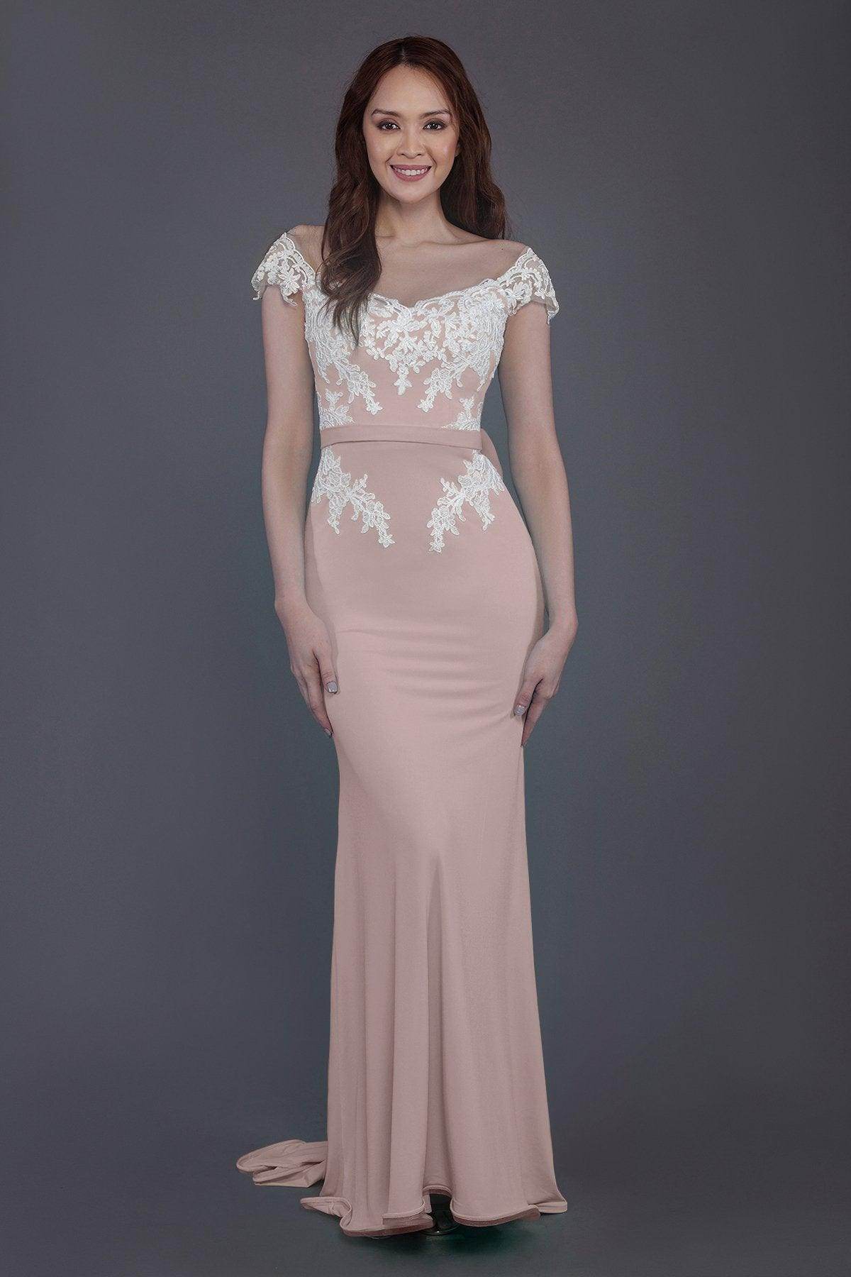 Trumpet Sweep Train Knitted Fabric Bridesmaid Dress PR3562 - COCOMELODY