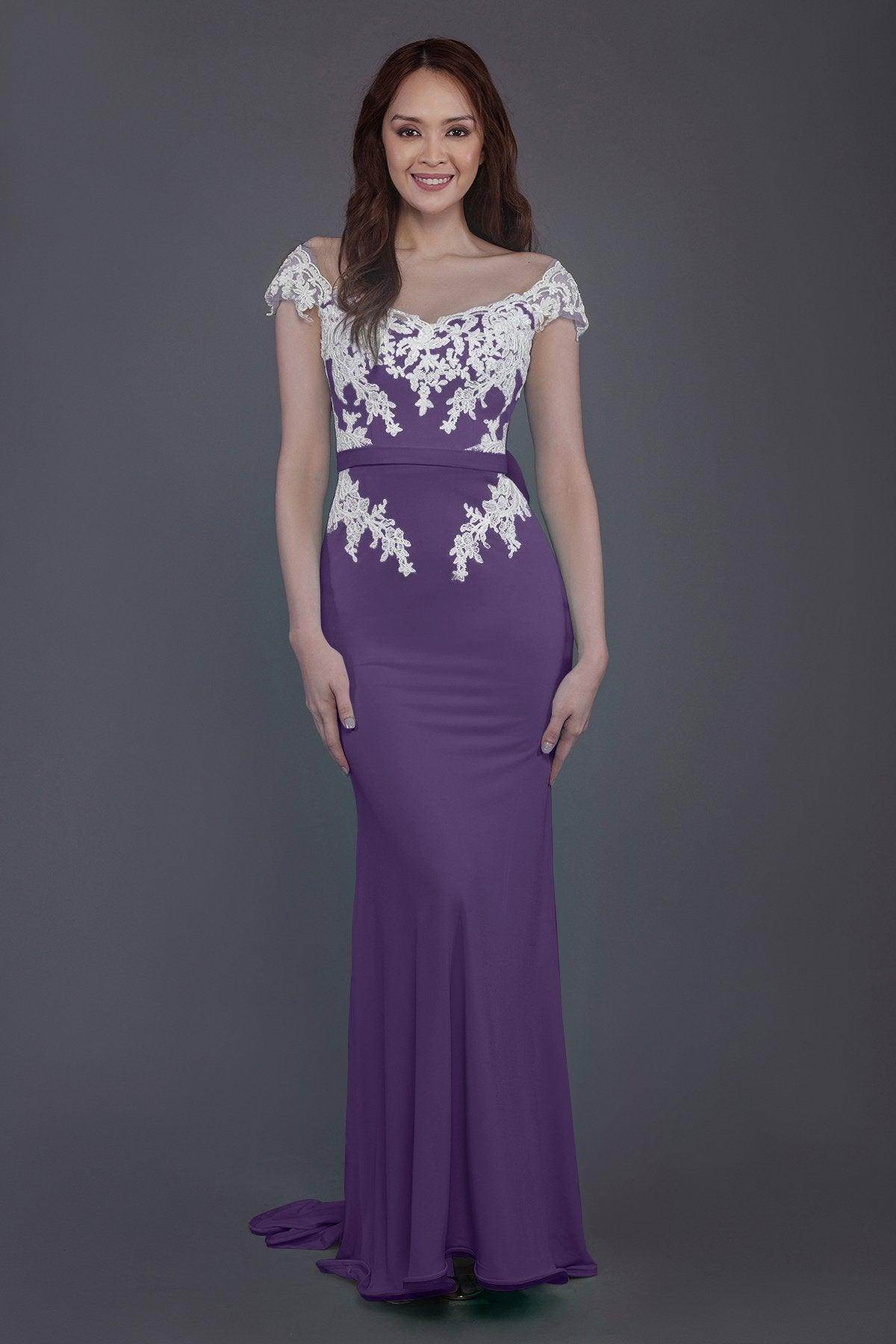 Trumpet Sweep Train Knitted Fabric Bridesmaid Dress PR3562 - COCOMELODY