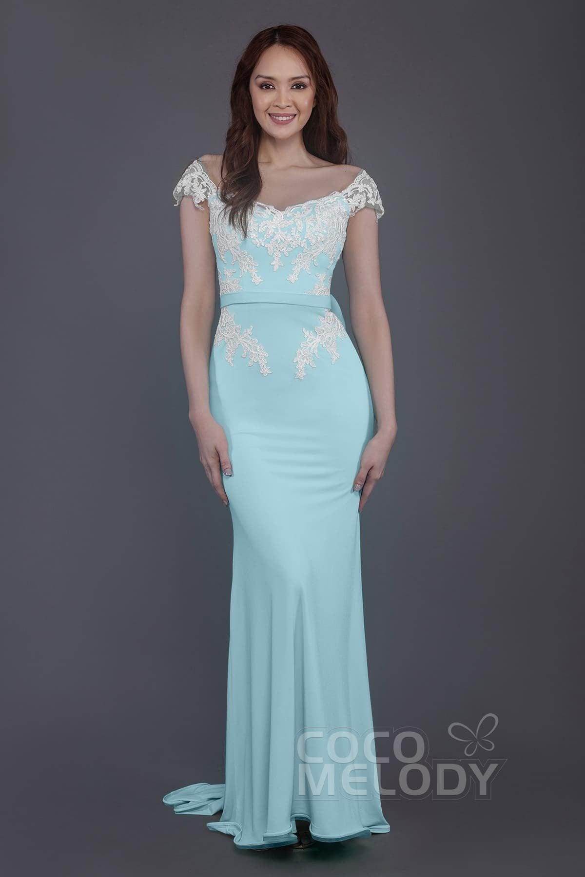 Trumpet Sweep Train Knitted Fabric Bridesmaid Dress PR3562 - COCOMELODY