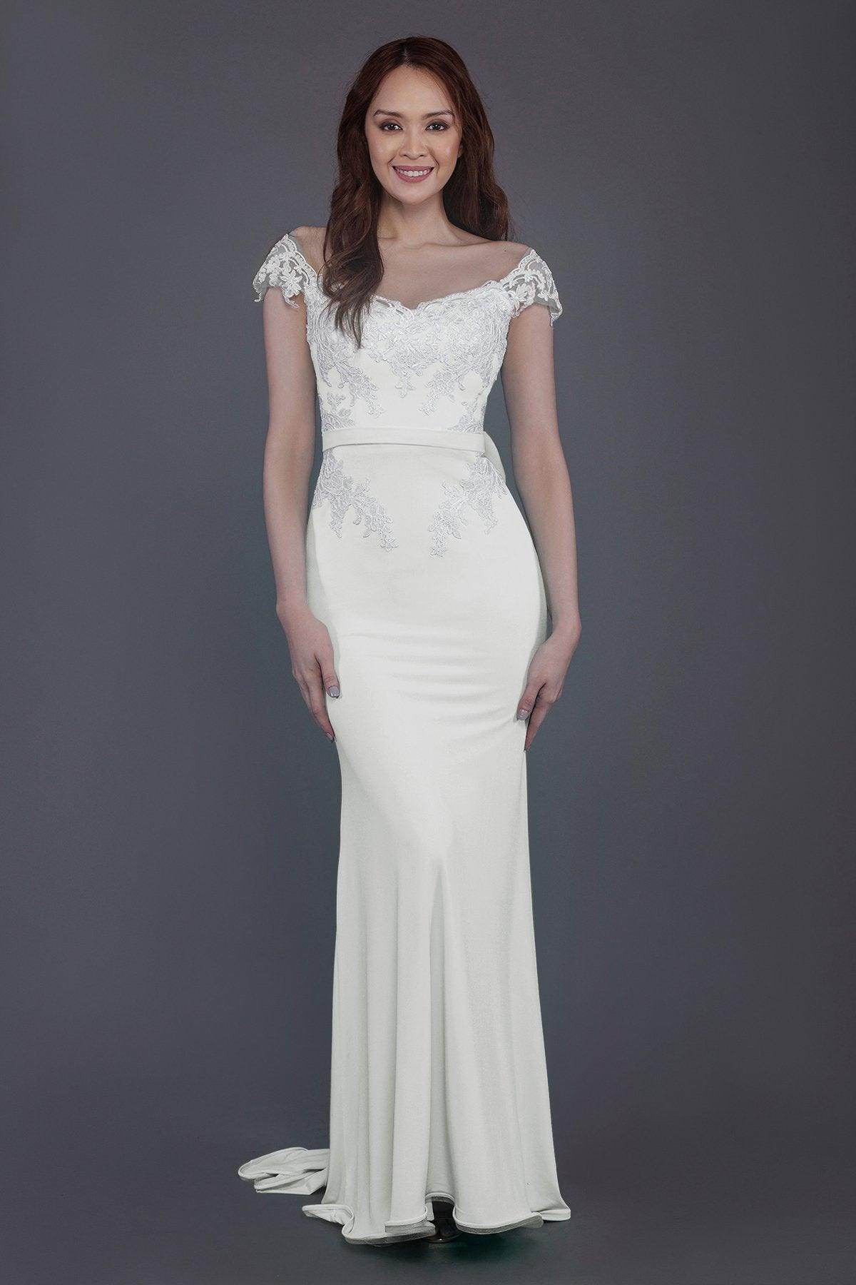 Trumpet Sweep Train Knitted Fabric Bridesmaid Dress PR3562 - COCOMELODY
