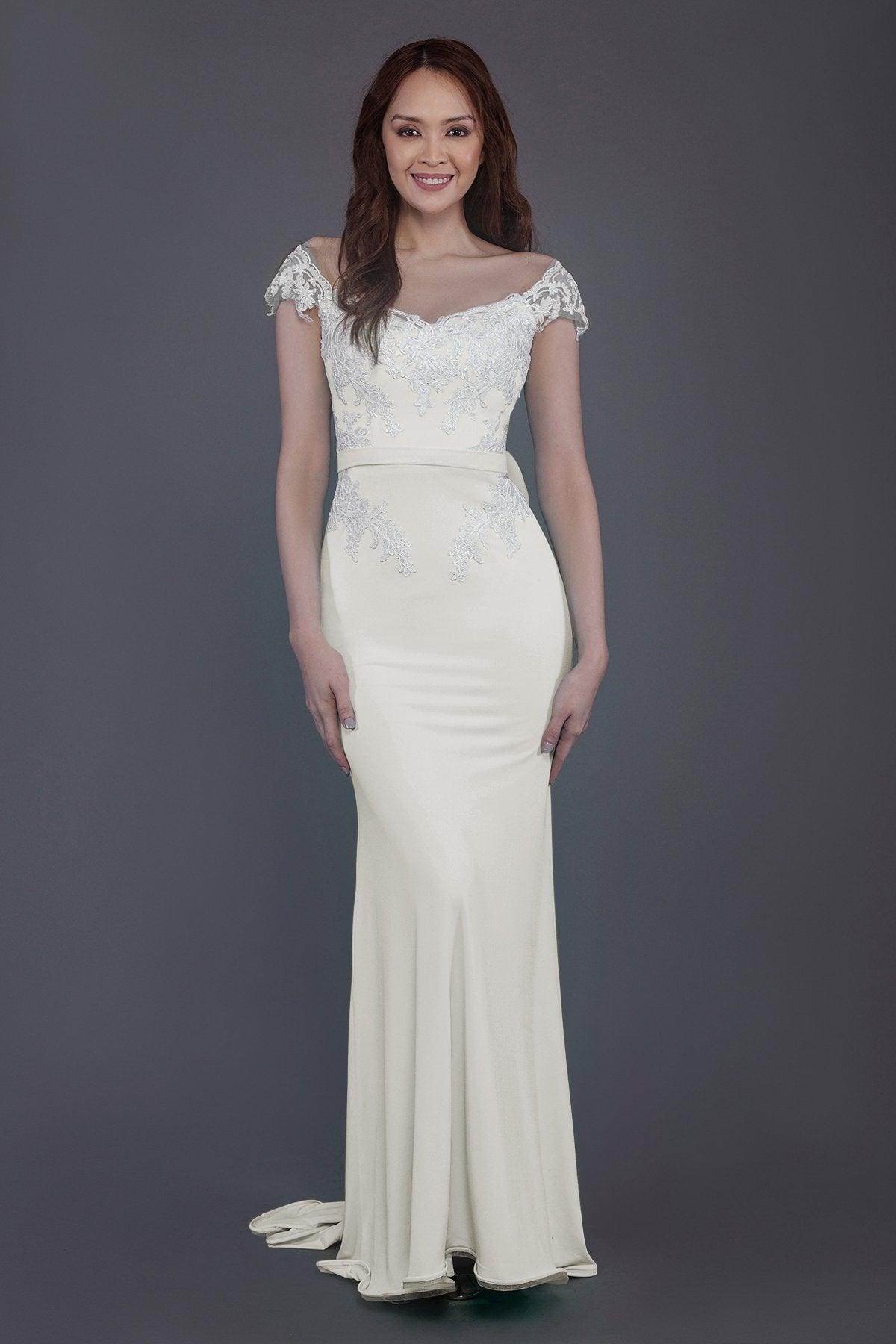 Trumpet Sweep Train Knitted Fabric Bridesmaid Dress PR3562 - COCOMELODY