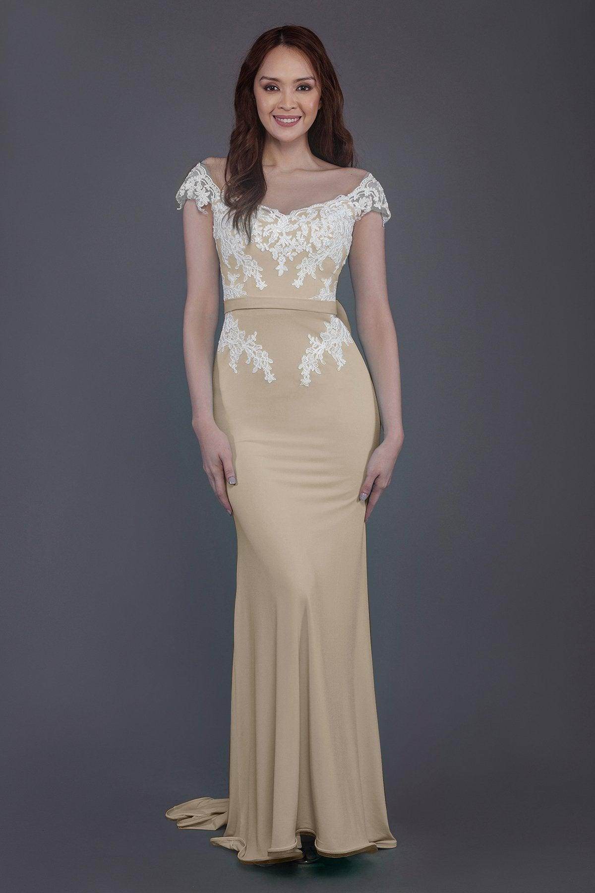 Trumpet Sweep Train Knitted Fabric Bridesmaid Dress PR3562 - COCOMELODY