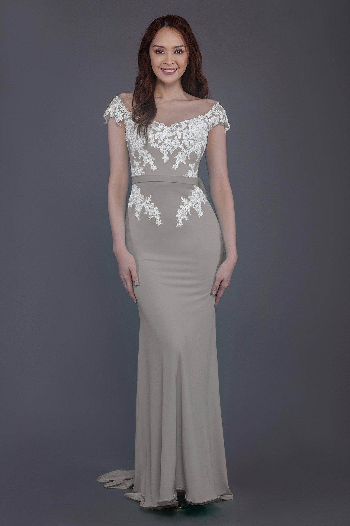 Trumpet Sweep Train Knitted Fabric Bridesmaid Dress PR3562 - COCOMELODY