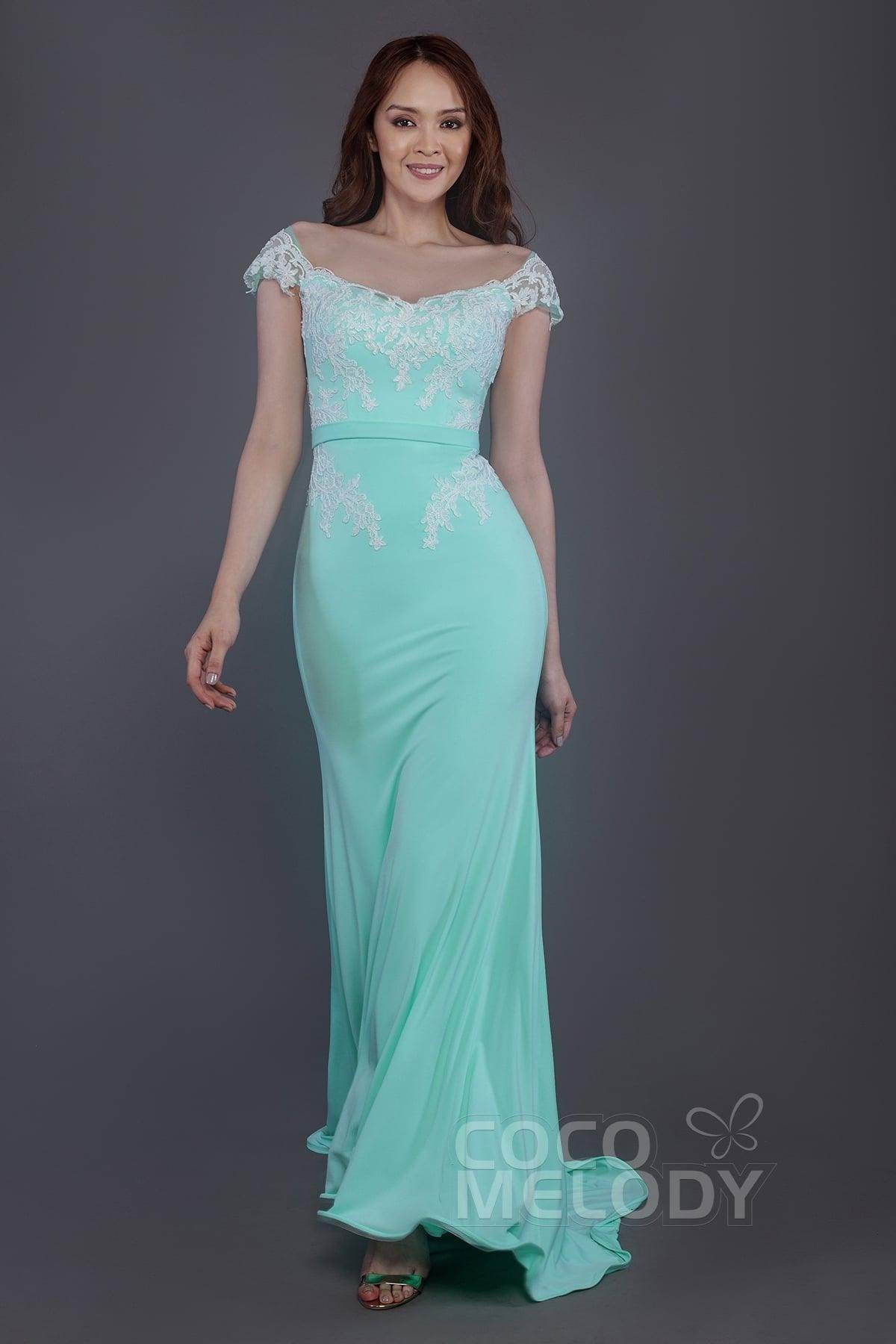 Trumpet Sweep Train Knitted Fabric Bridesmaid Dress PR3562 - COCOMELODY