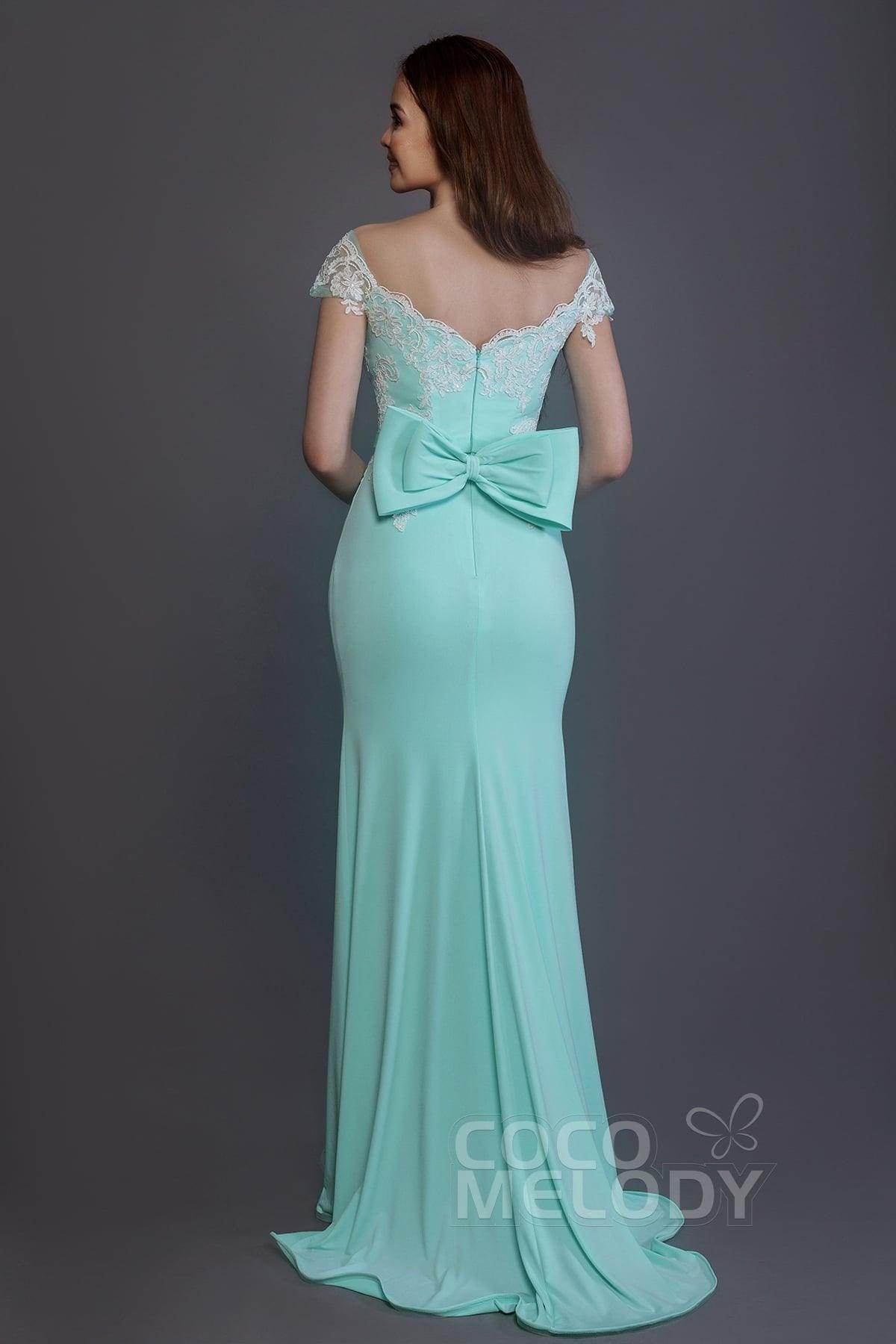 Trumpet Sweep Train Knitted Fabric Bridesmaid Dress PR3562 - COCOMELODY