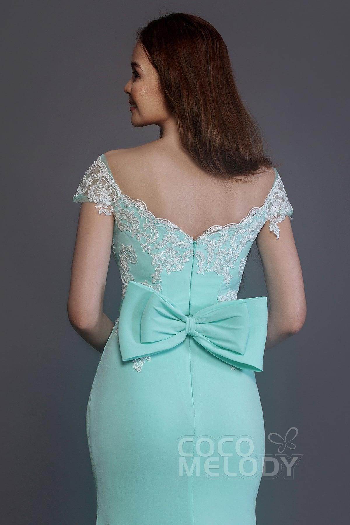 Trumpet Sweep Train Knitted Fabric Bridesmaid Dress PR3562 - COCOMELODY