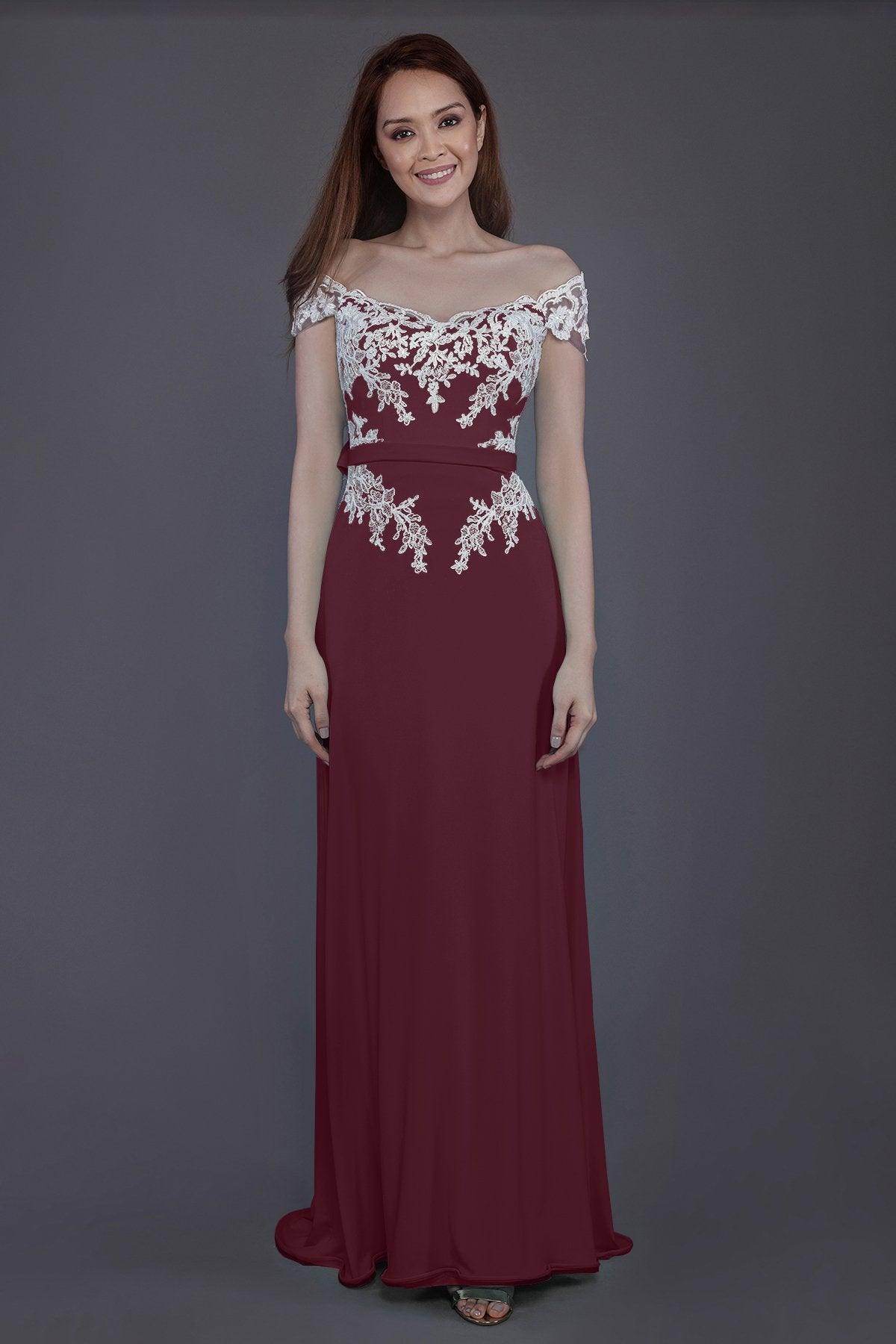 Sheath Sweep Train Knitted Fabric Bridesmaid Dress PR3563 - COCOMELODY