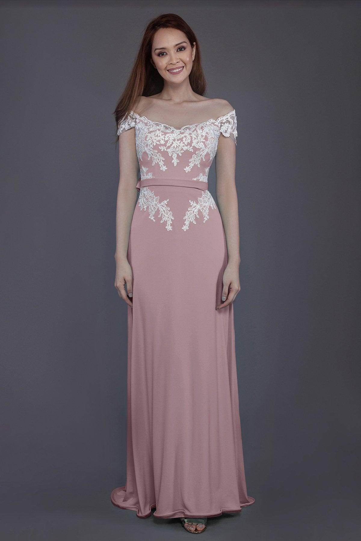 Sheath Sweep Train Knitted Fabric Bridesmaid Dress PR3563 - COCOMELODY