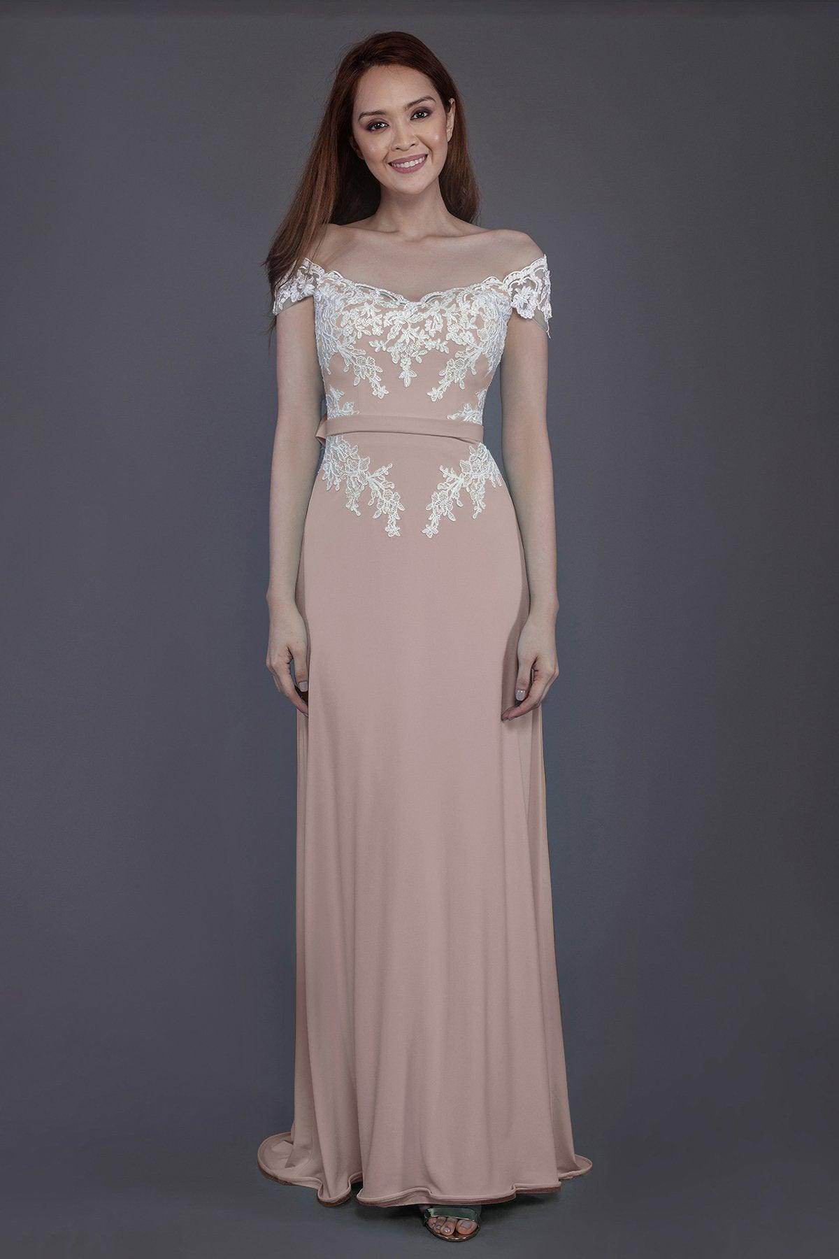 Sheath Sweep Train Knitted Fabric Bridesmaid Dress PR3563 - COCOMELODY