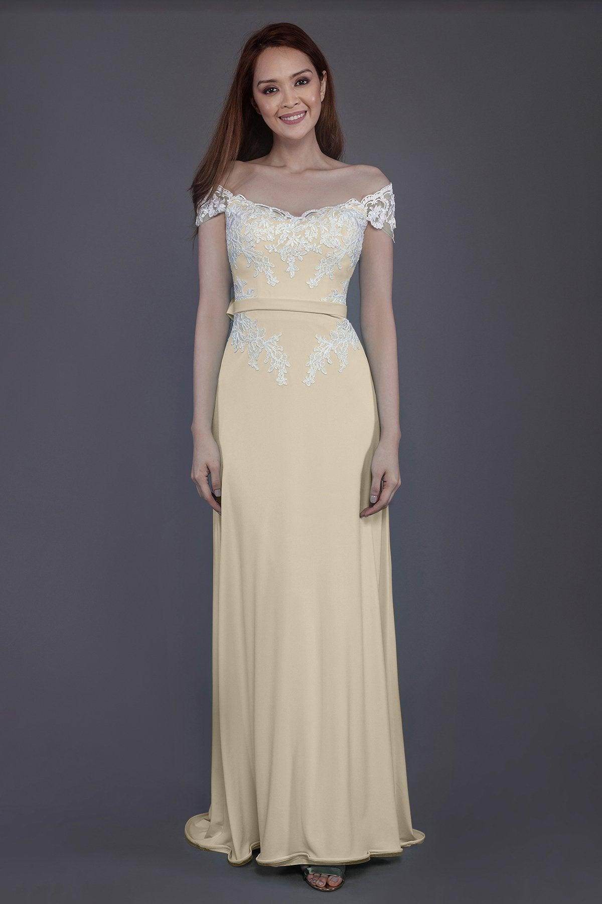 Sheath Sweep Train Knitted Fabric Bridesmaid Dress PR3563 - COCOMELODY