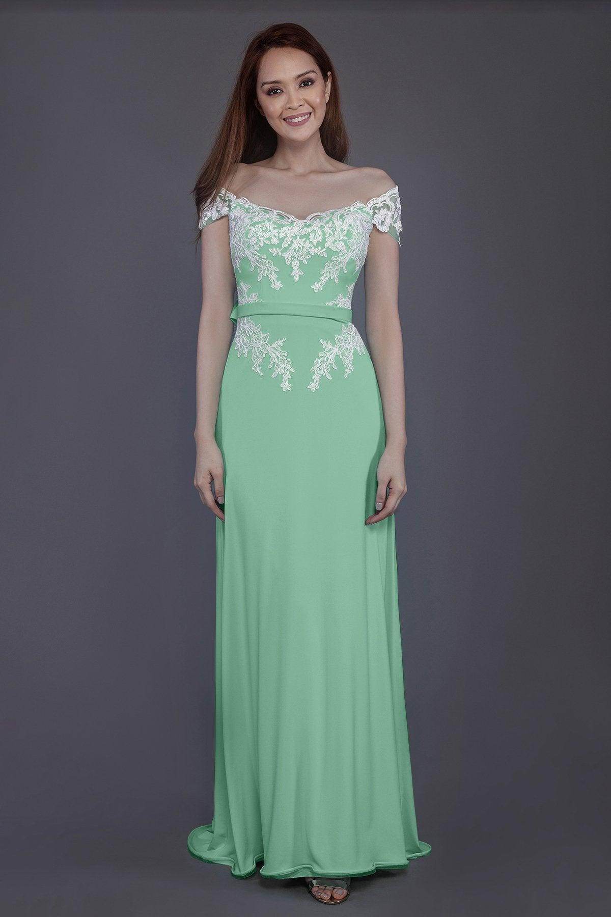 Sheath Sweep Train Knitted Fabric Bridesmaid Dress PR3563 - COCOMELODY