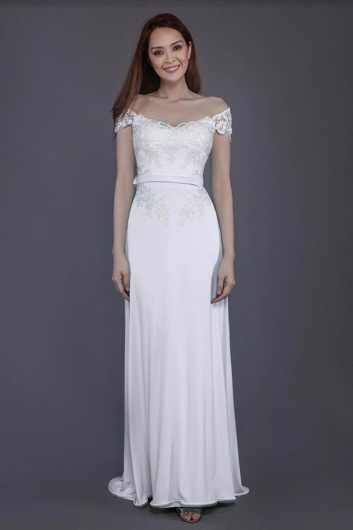 Sheath Sweep Train Knitted Fabric Bridesmaid Dress PR3563 - COCOMELODY